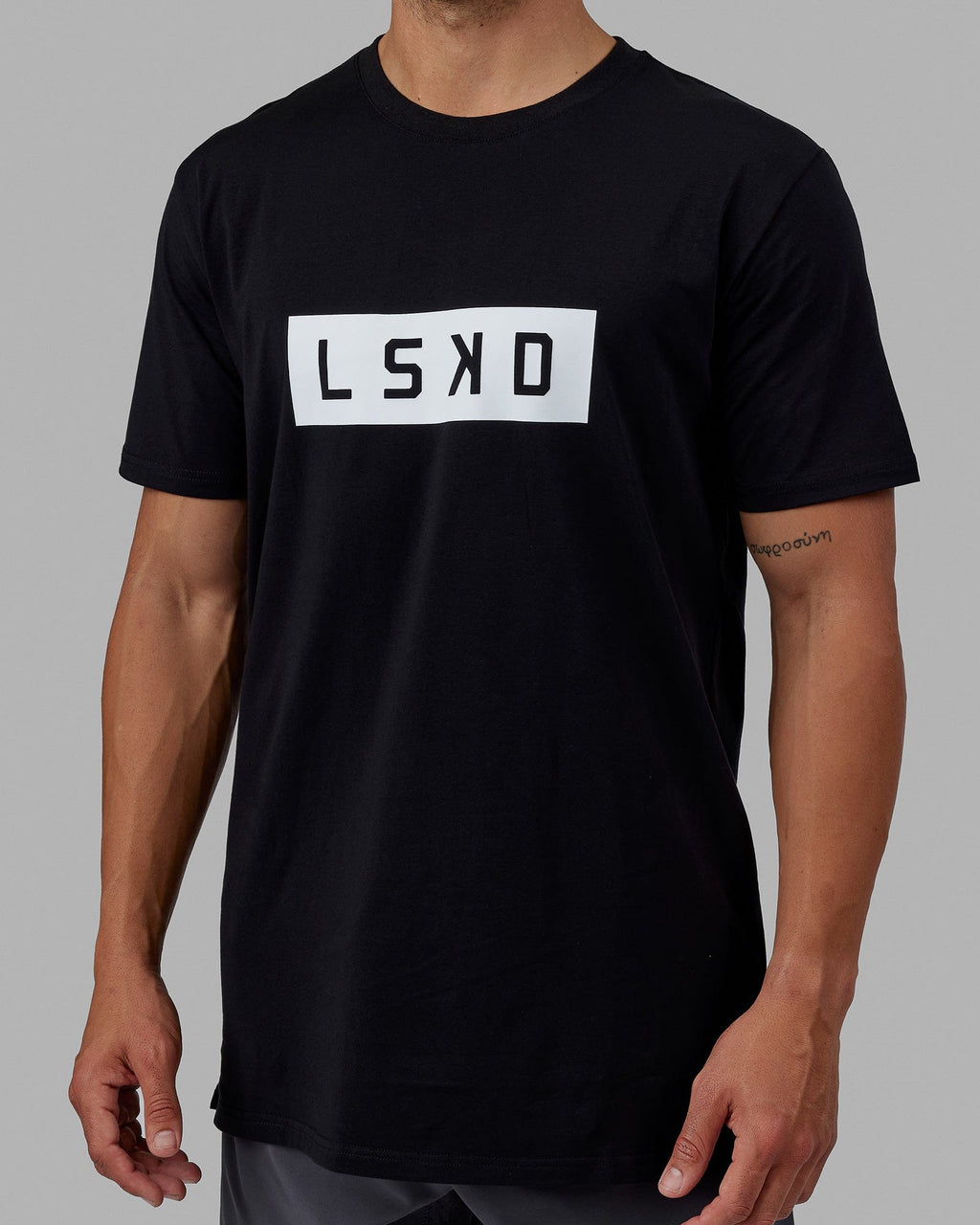 Man wearing Strength FLXCotton Tee - Black-White