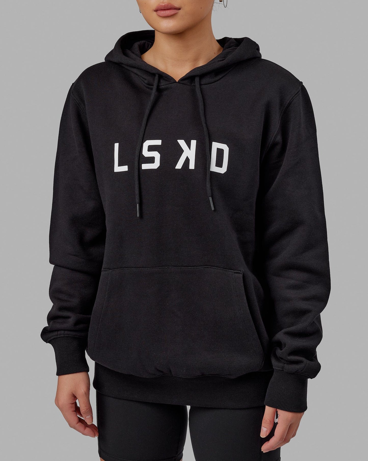 Woman wearing Structure Hoodie - Black-White