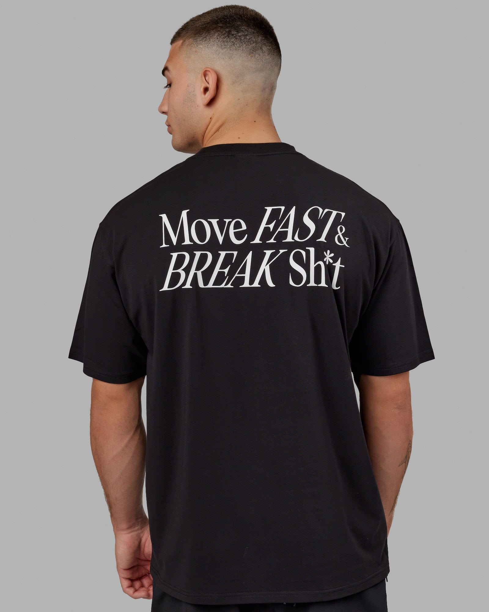 Man wearing Unisex VS5 FLXCotton Tee Oversize - Black-White