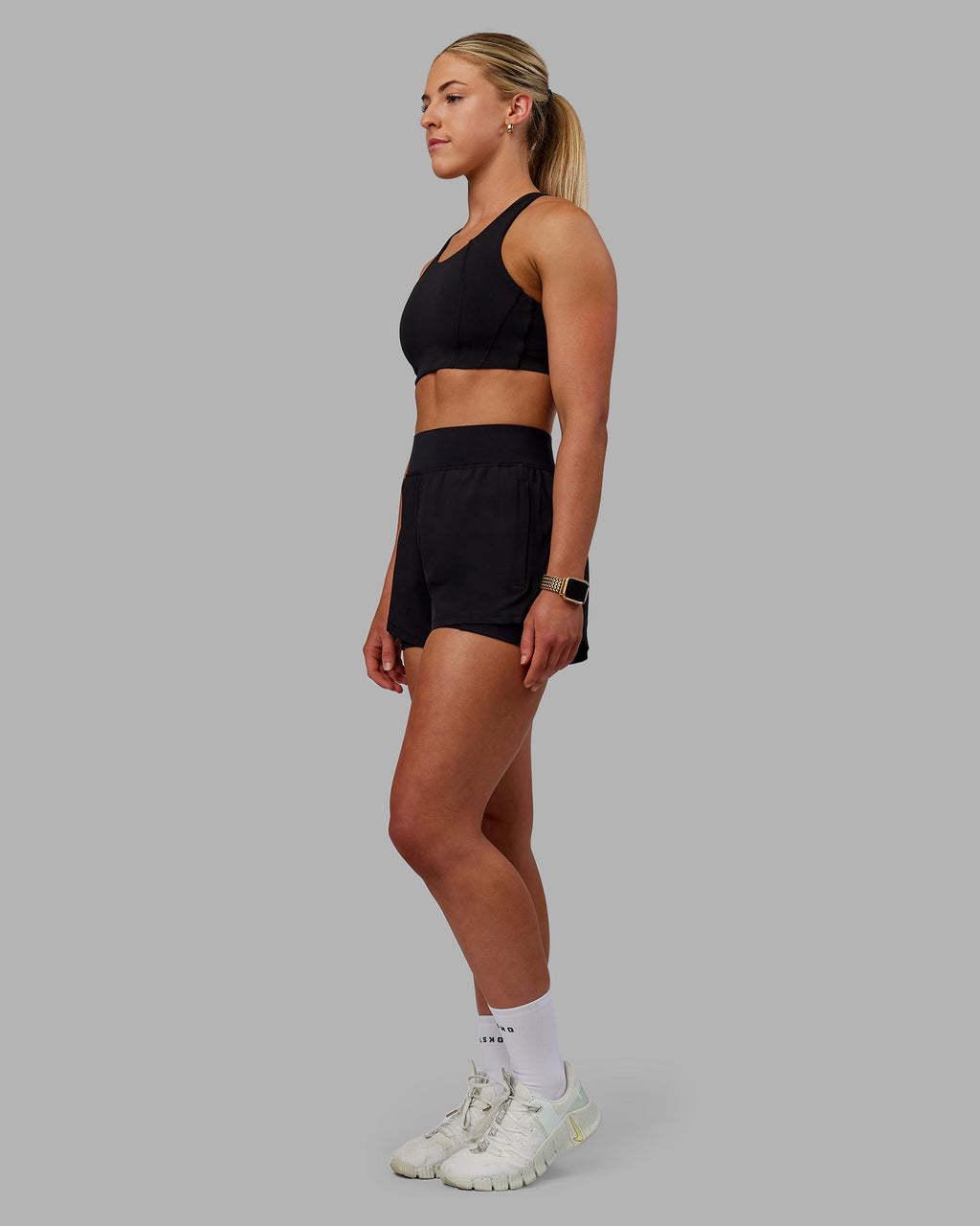 Woman wearing Challenger 3" Lined Performance Shorts - Black