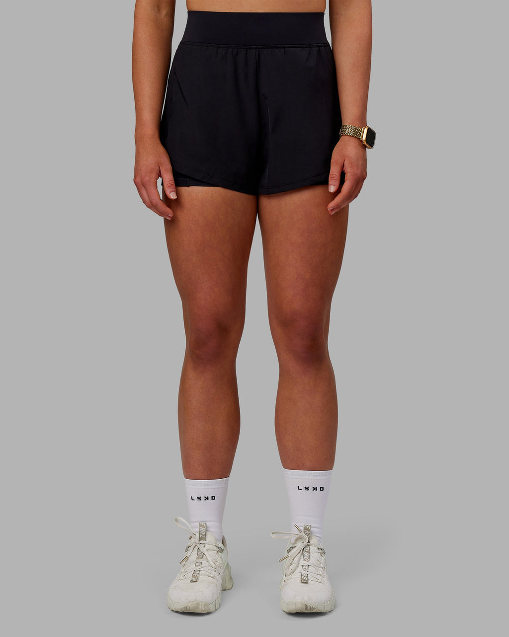 Woman wearing Challenger 3" Lined Performance Shorts - Black