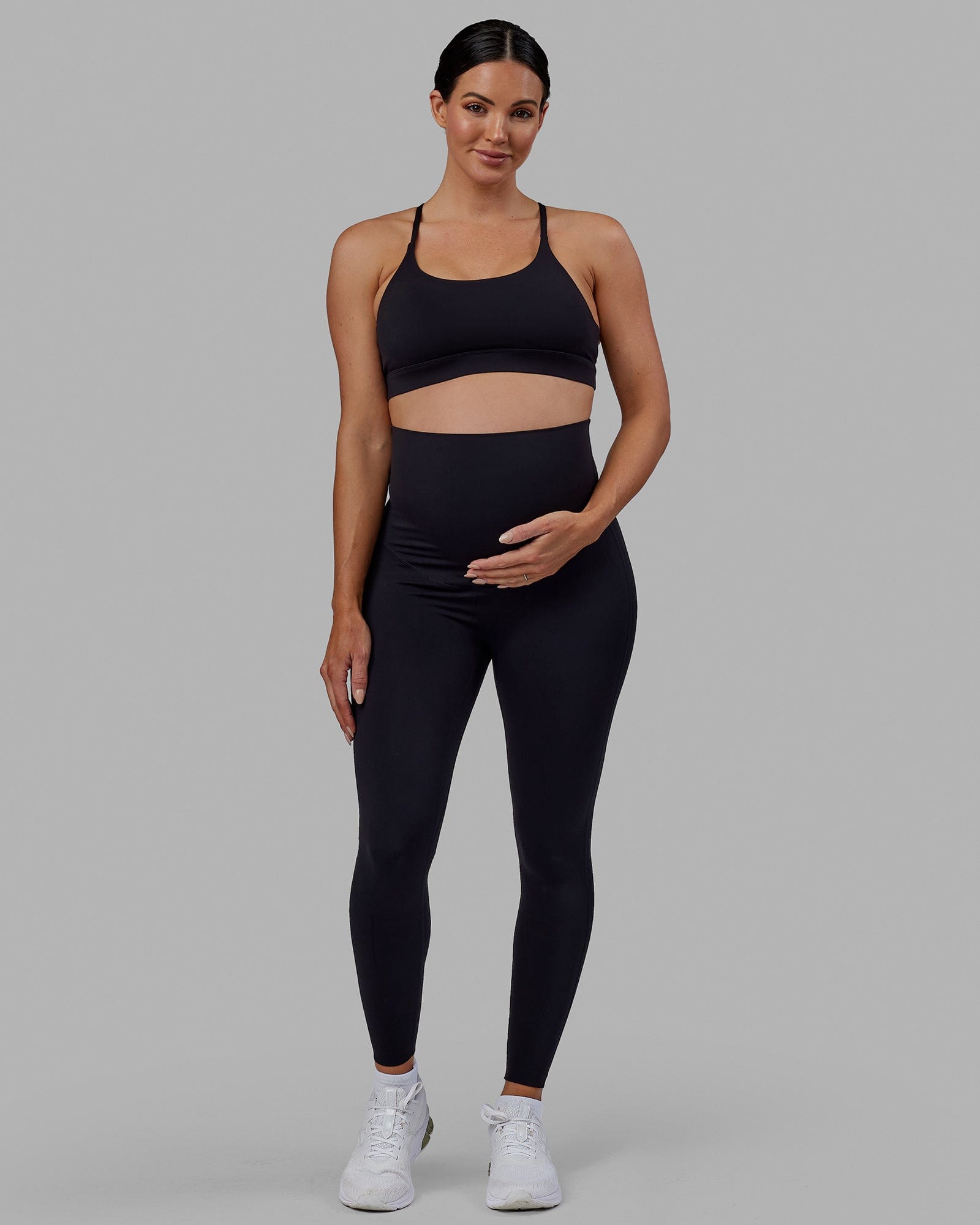 Woman wearing Elixir Full Length Maternity Tight - Black