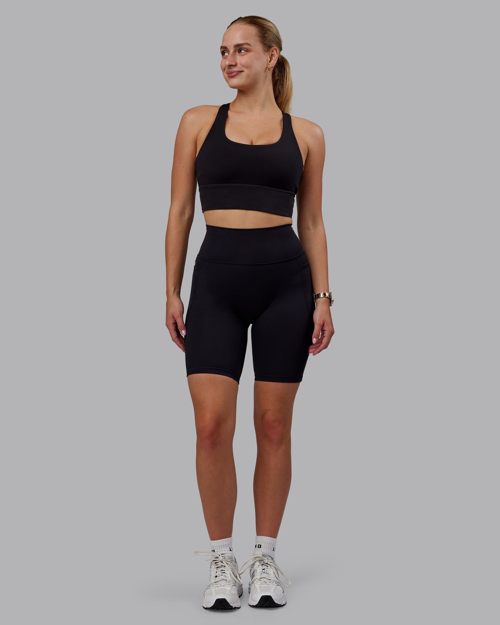 Woman wearing Fusion Bike Short With Pockets - Black