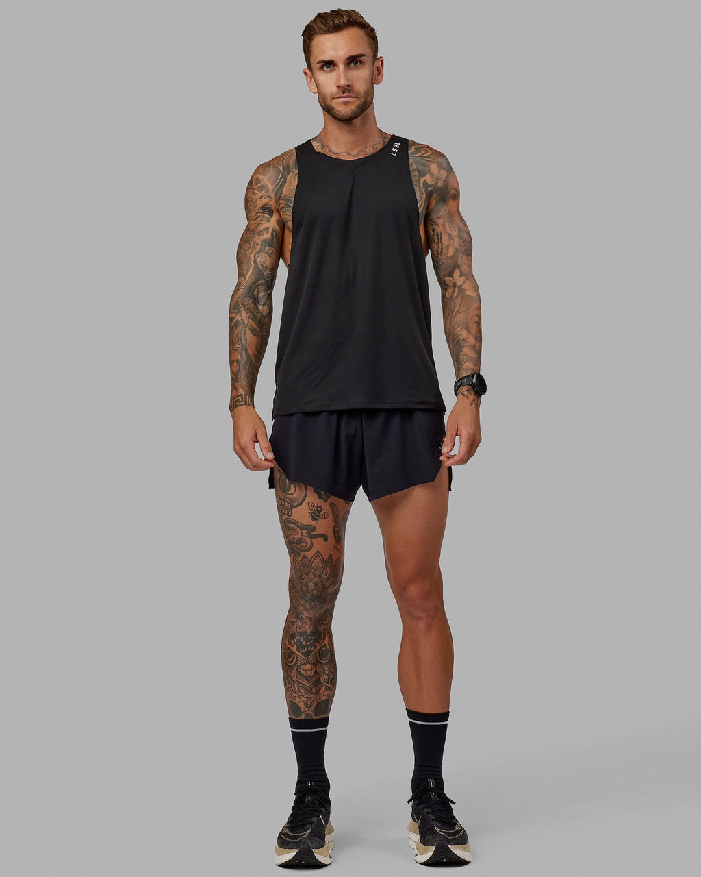 Man wearing Race Day Tank - Black
