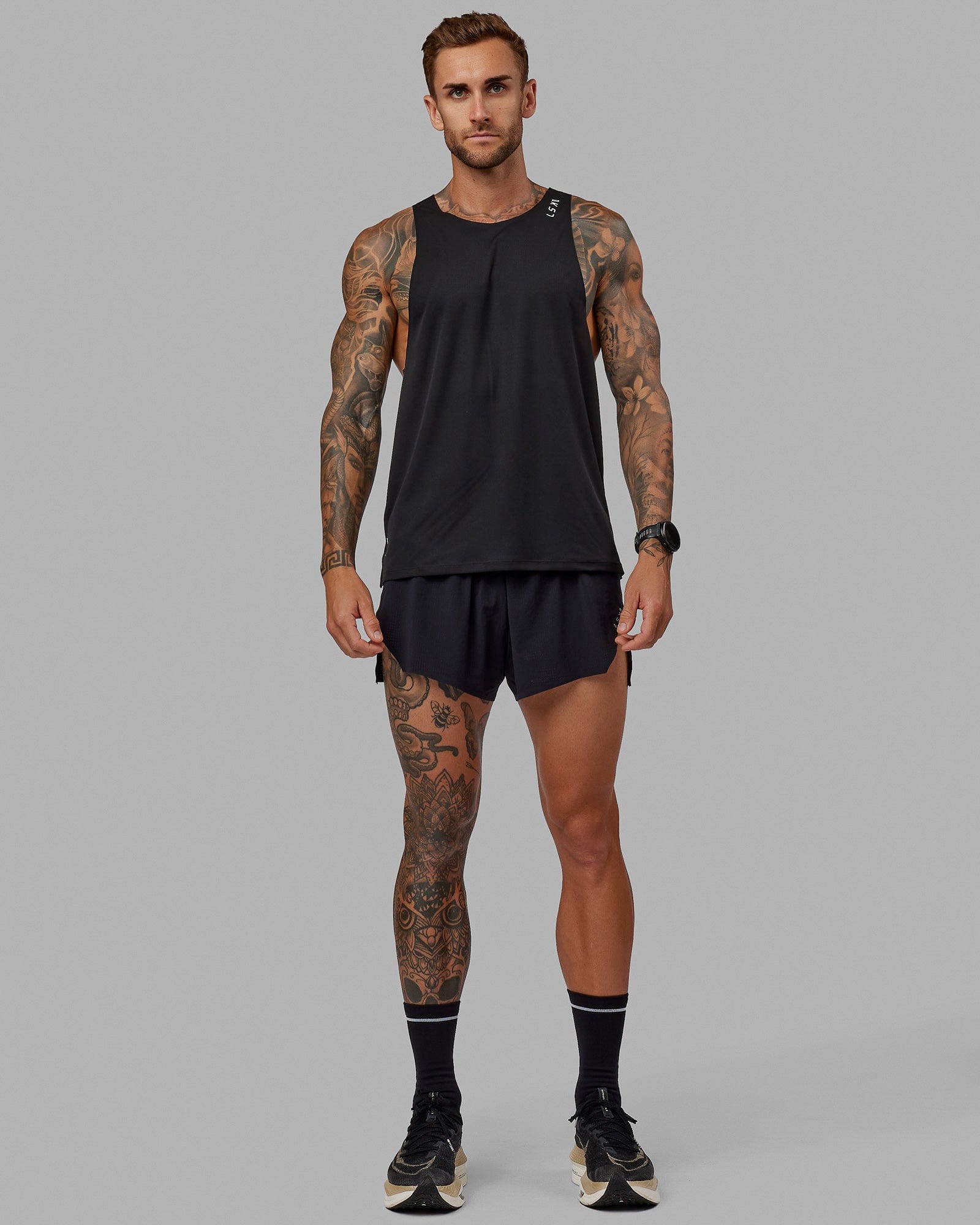 Man wearing Race Day Tank - Black