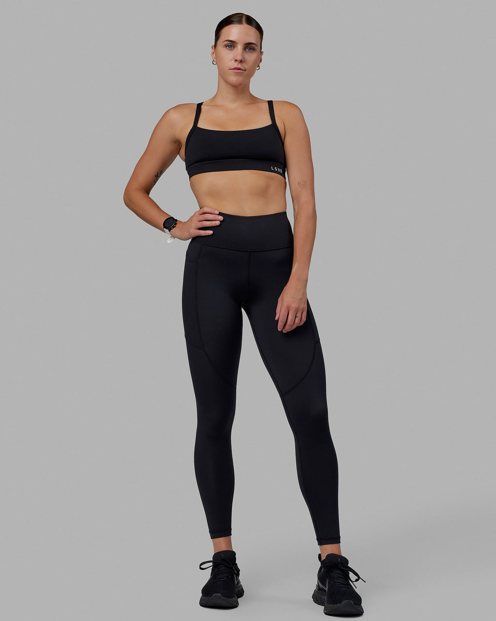 Woman wearing Rep Full Length Tight - Black-Black