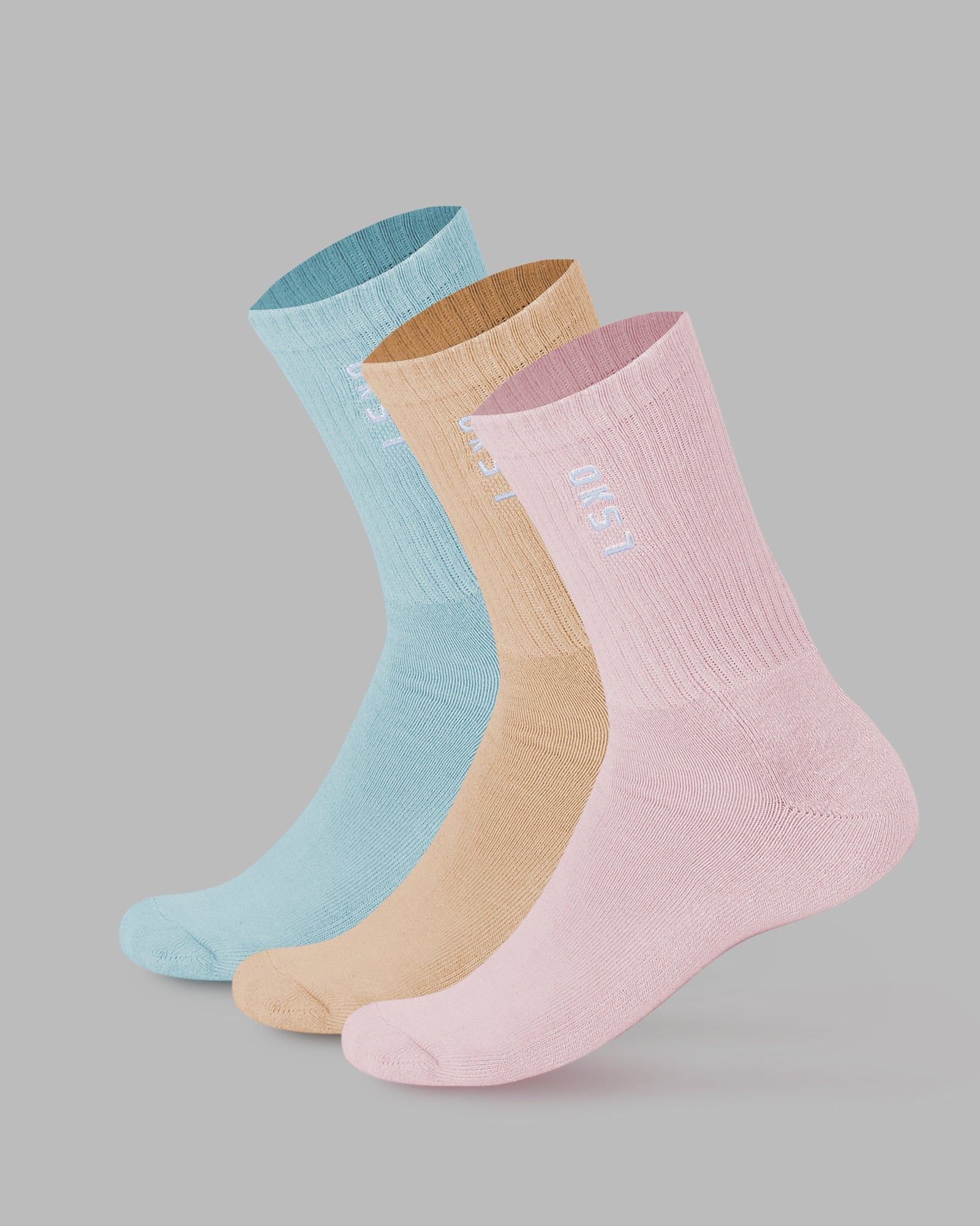 Signal Crew Socks 3 Pack - Pastel-Blue-Pink-Orange