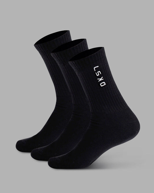 Signal Crew Socks 3 Pack - Black-White