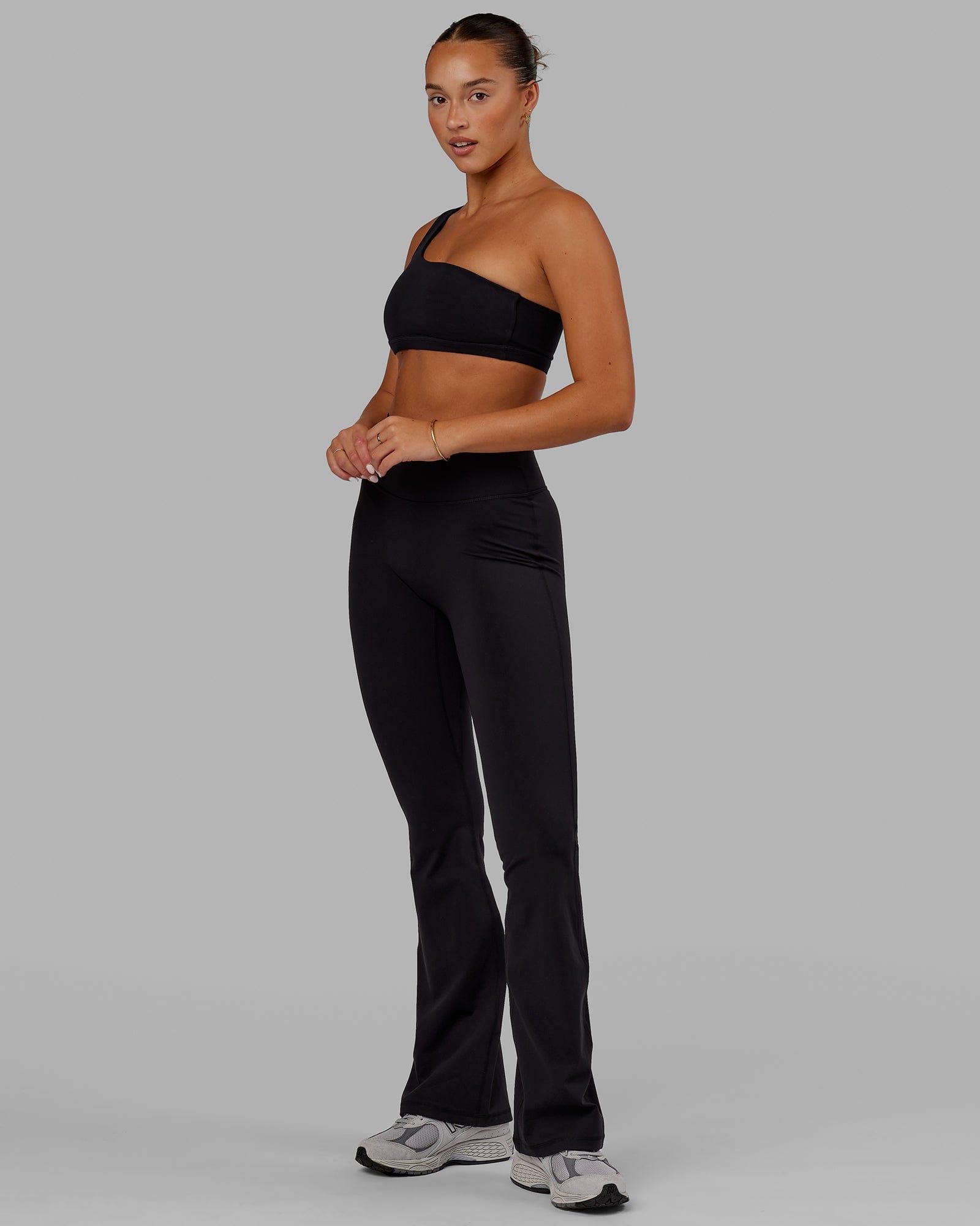 Woman wearing Everyday Flared Leggings - Black