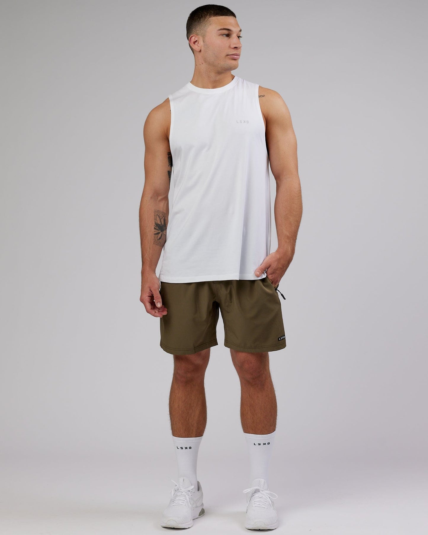 Man wearing PimaFLX Tank - White