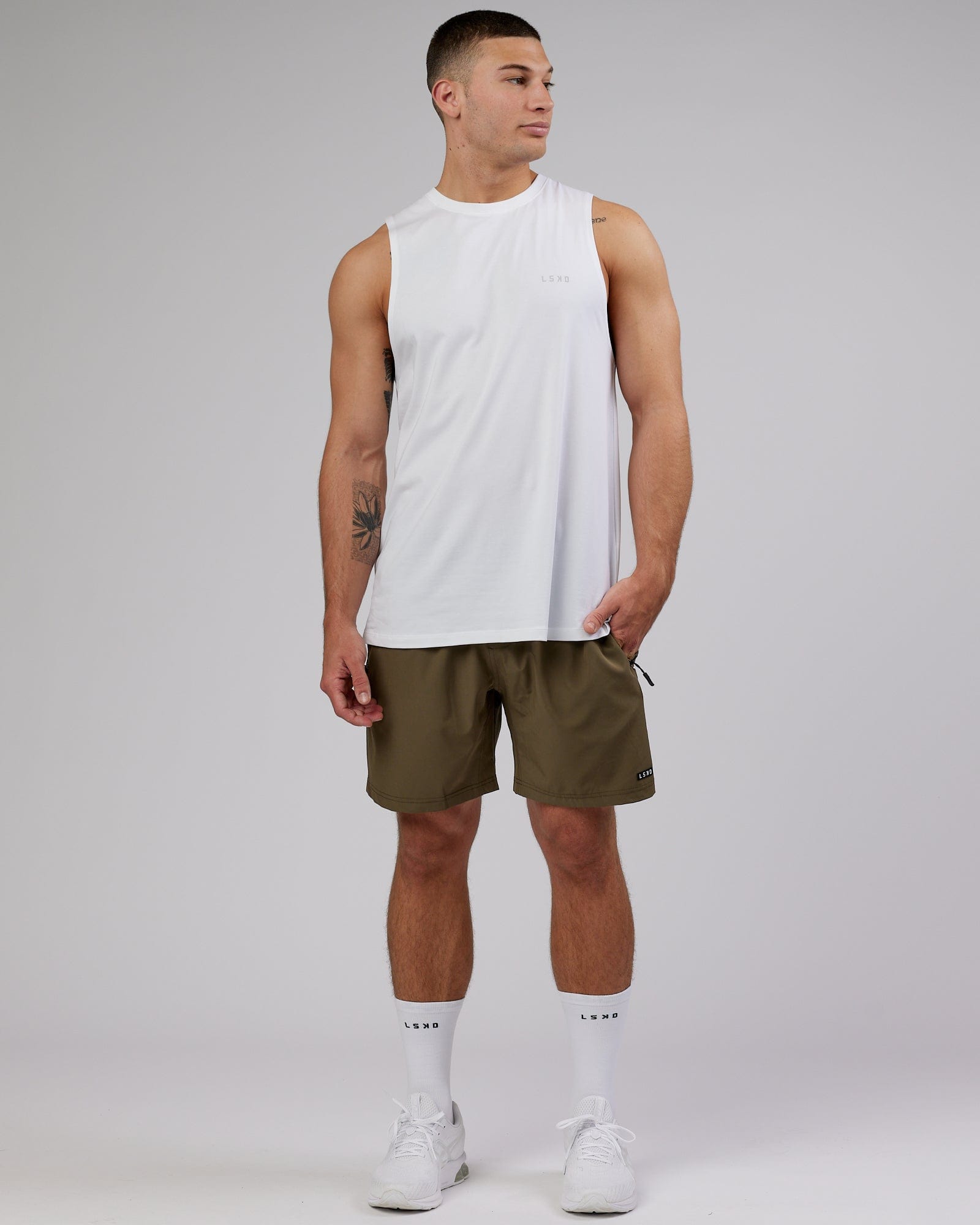 Man wearing PimaFLX Tank - White