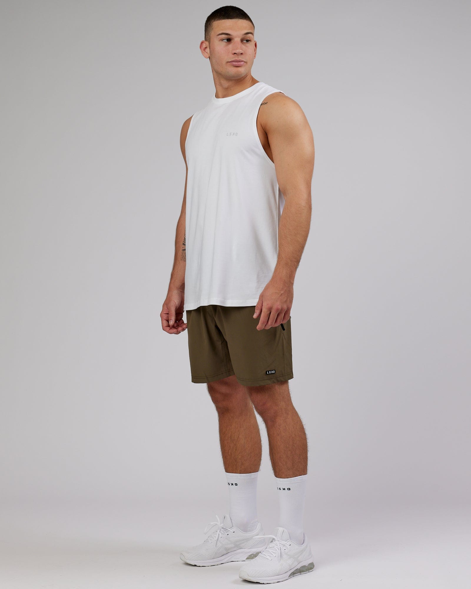 Man wearing PimaFLX Tank - White