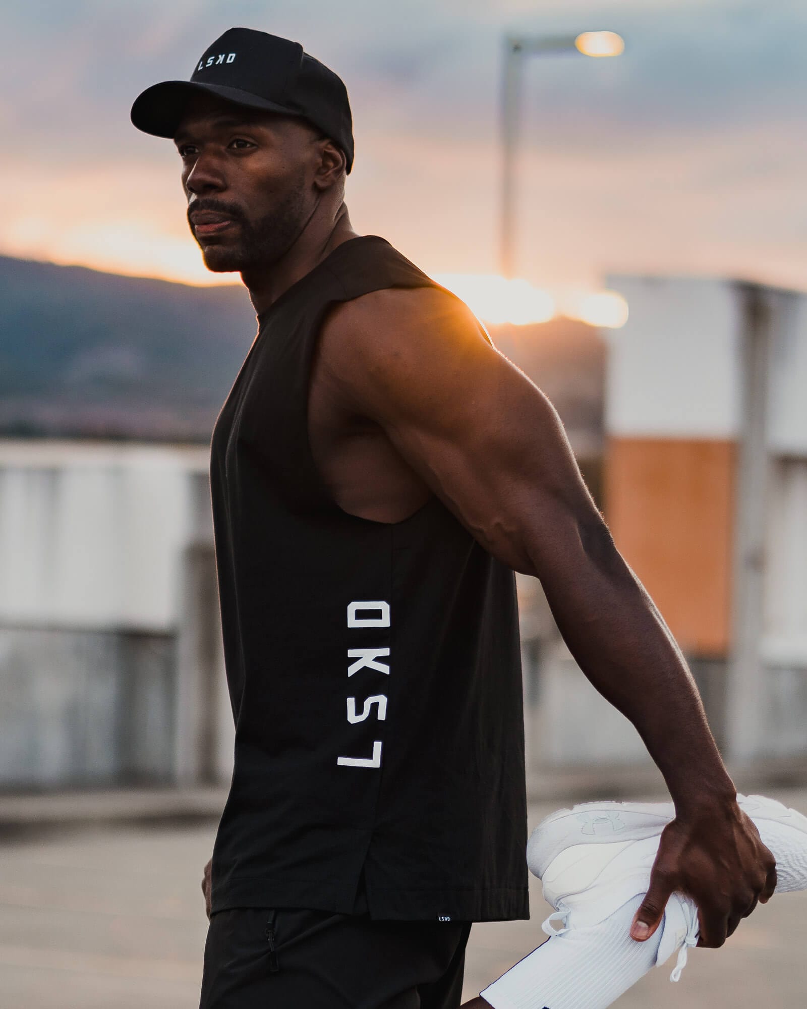 Model wearing Flex Tank - Black-White