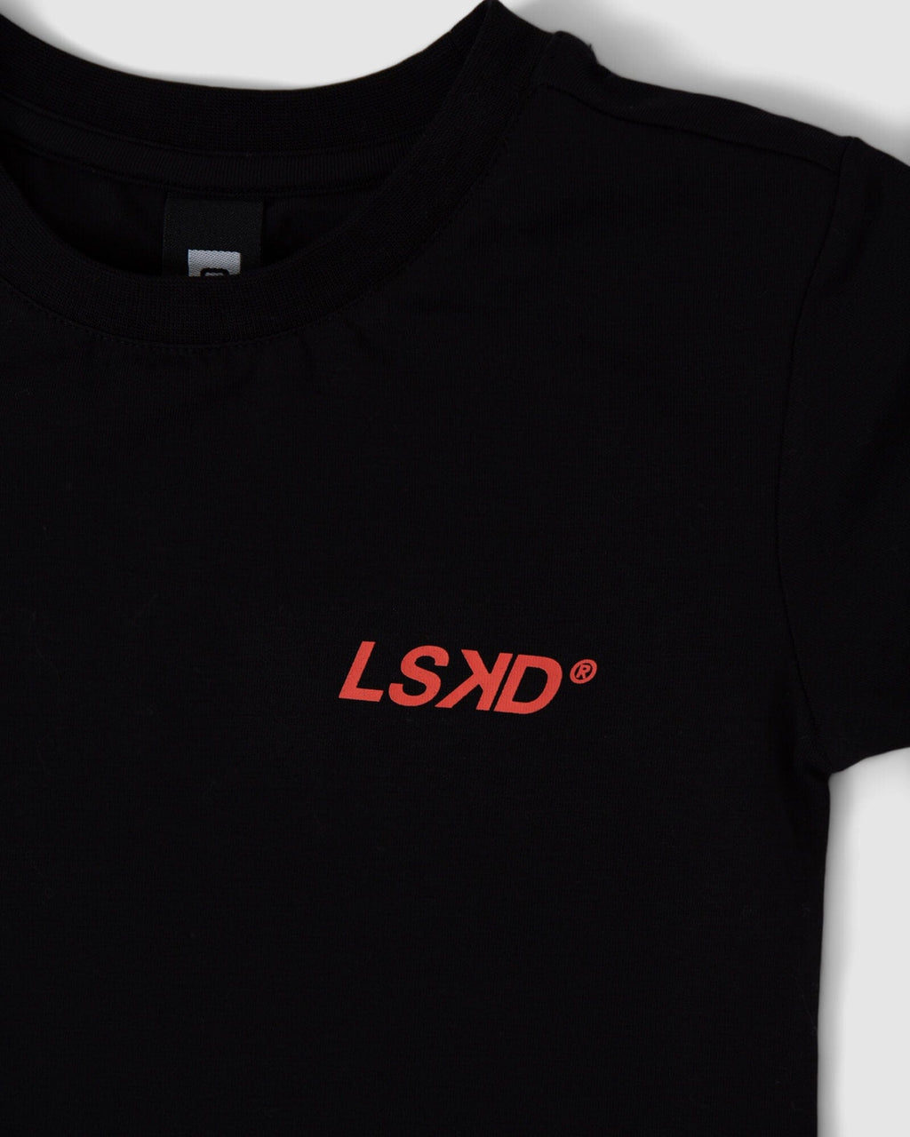 Model wearing Bank Tee (00-8) - Black-Fruit Punch