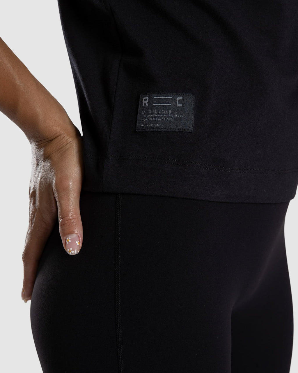 Model wearing Run Club FLXDRY Performance Tee - Black-Reflective