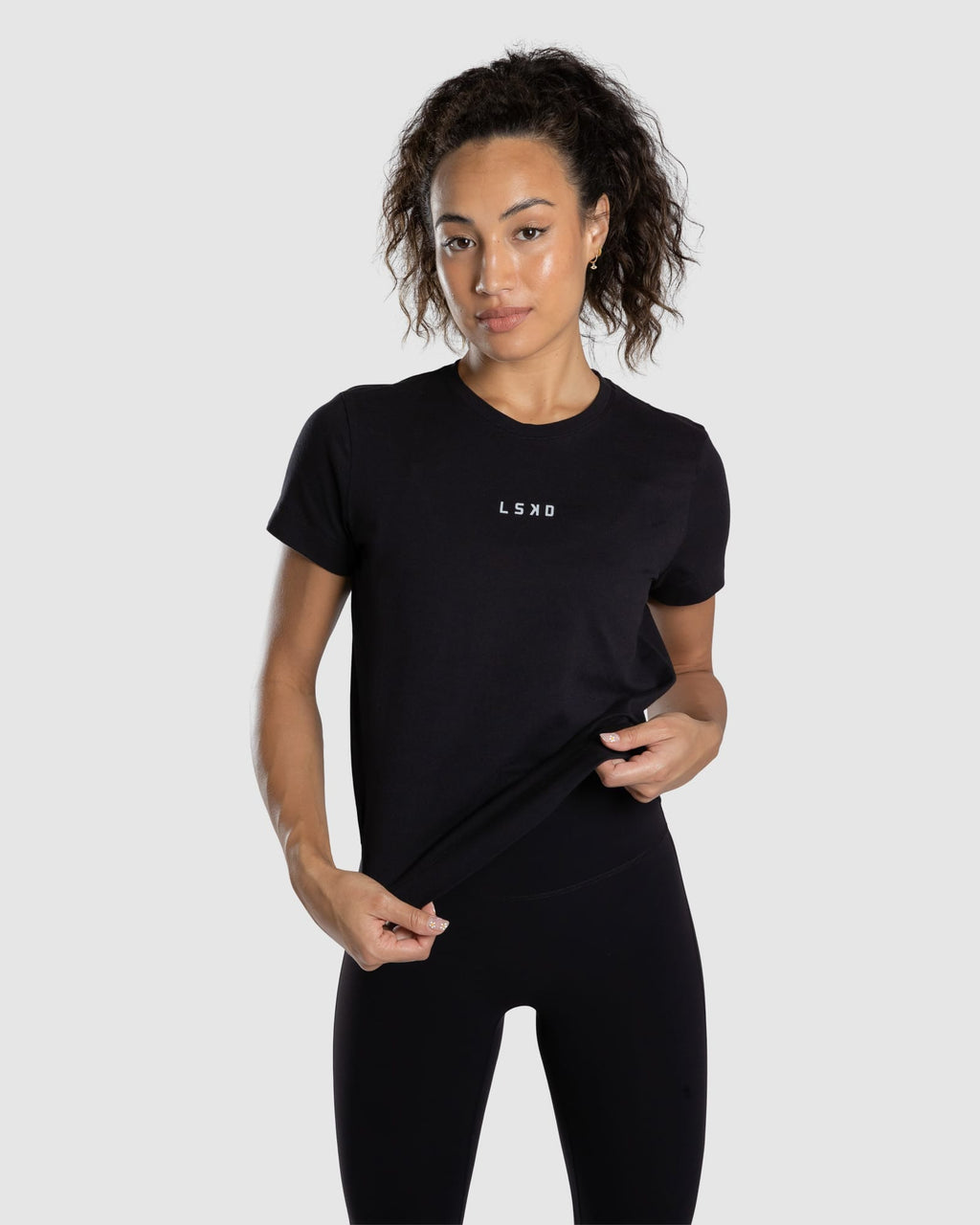 Model wearing Run Club FLXDRY Performance Tee - Black-Reflective