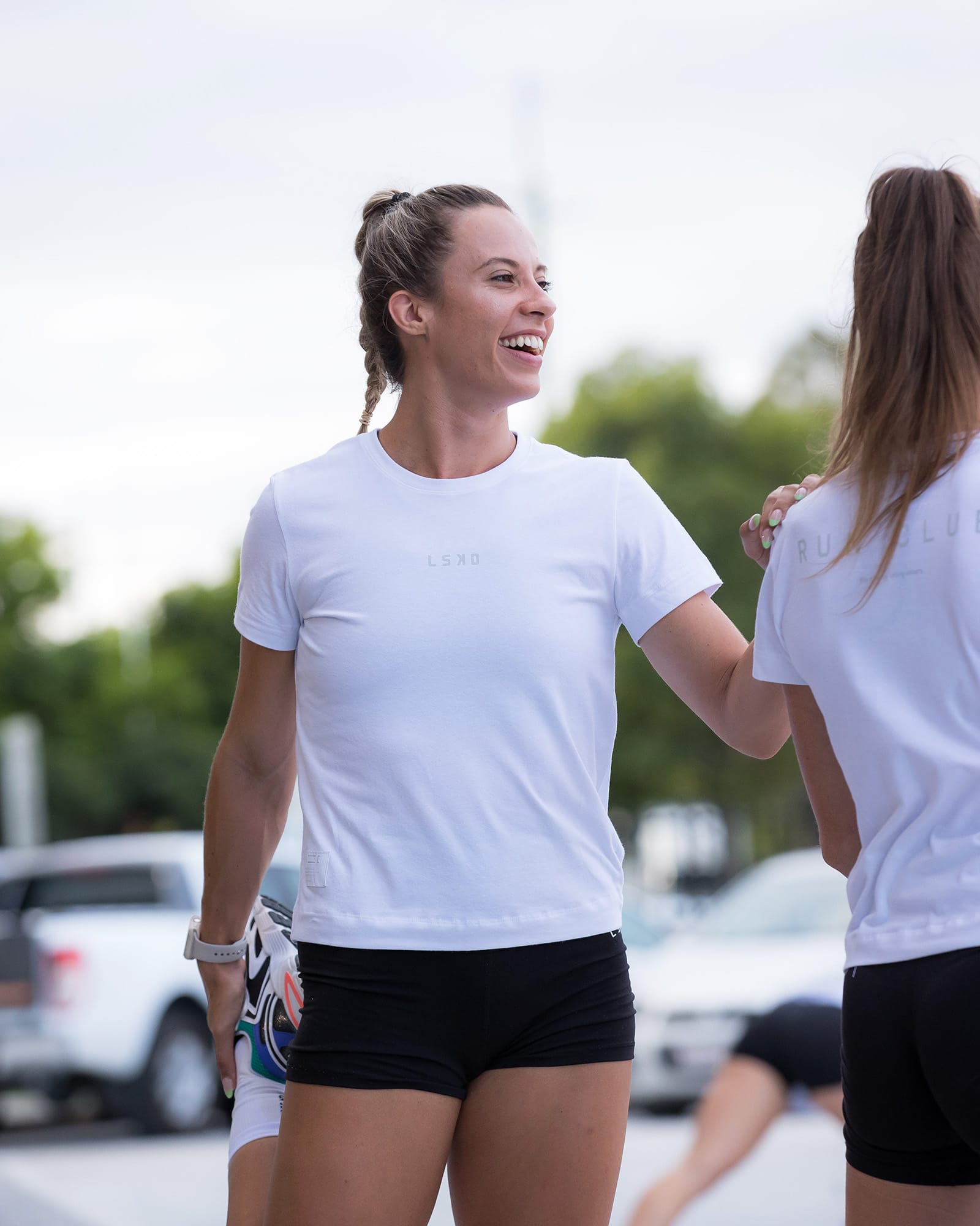 Model wearing Run Club FLXDRY Performance Tee - White-Reflective