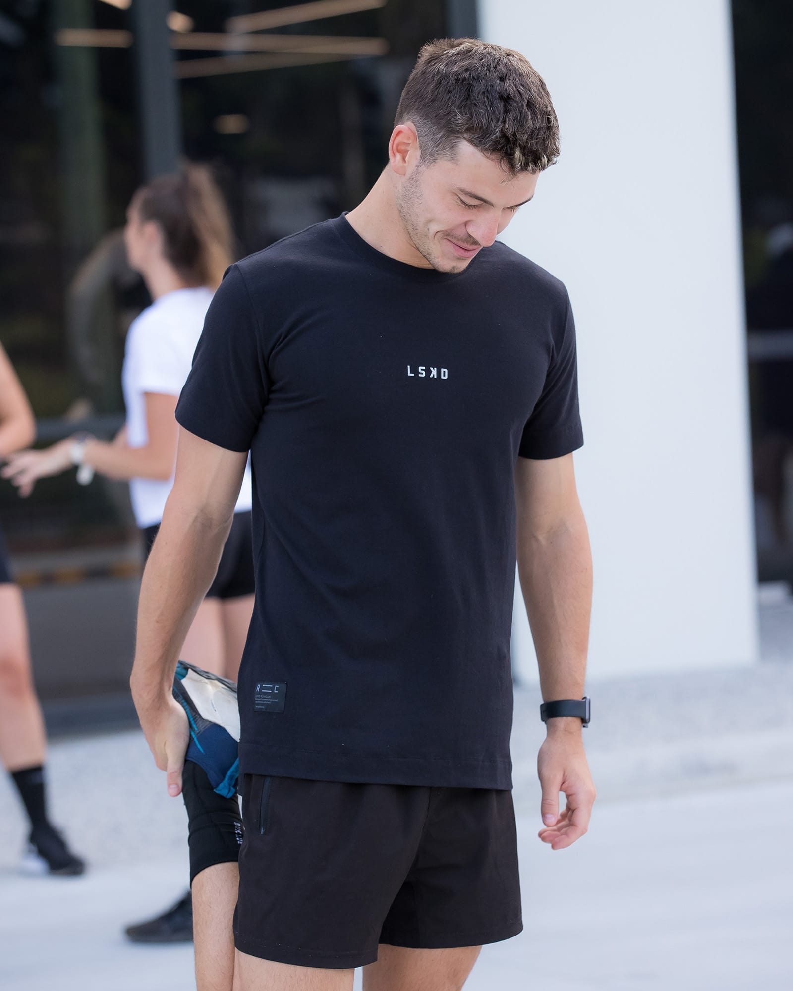 Model wearing Run Club FLXDRY Performance Tee - Black-Reflective