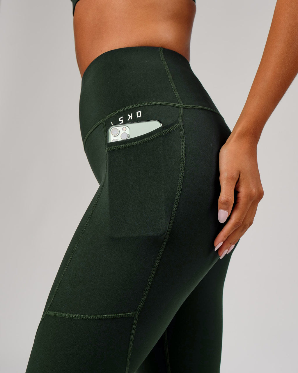 Model wearing Rep 3/4 Length Tight - Forest