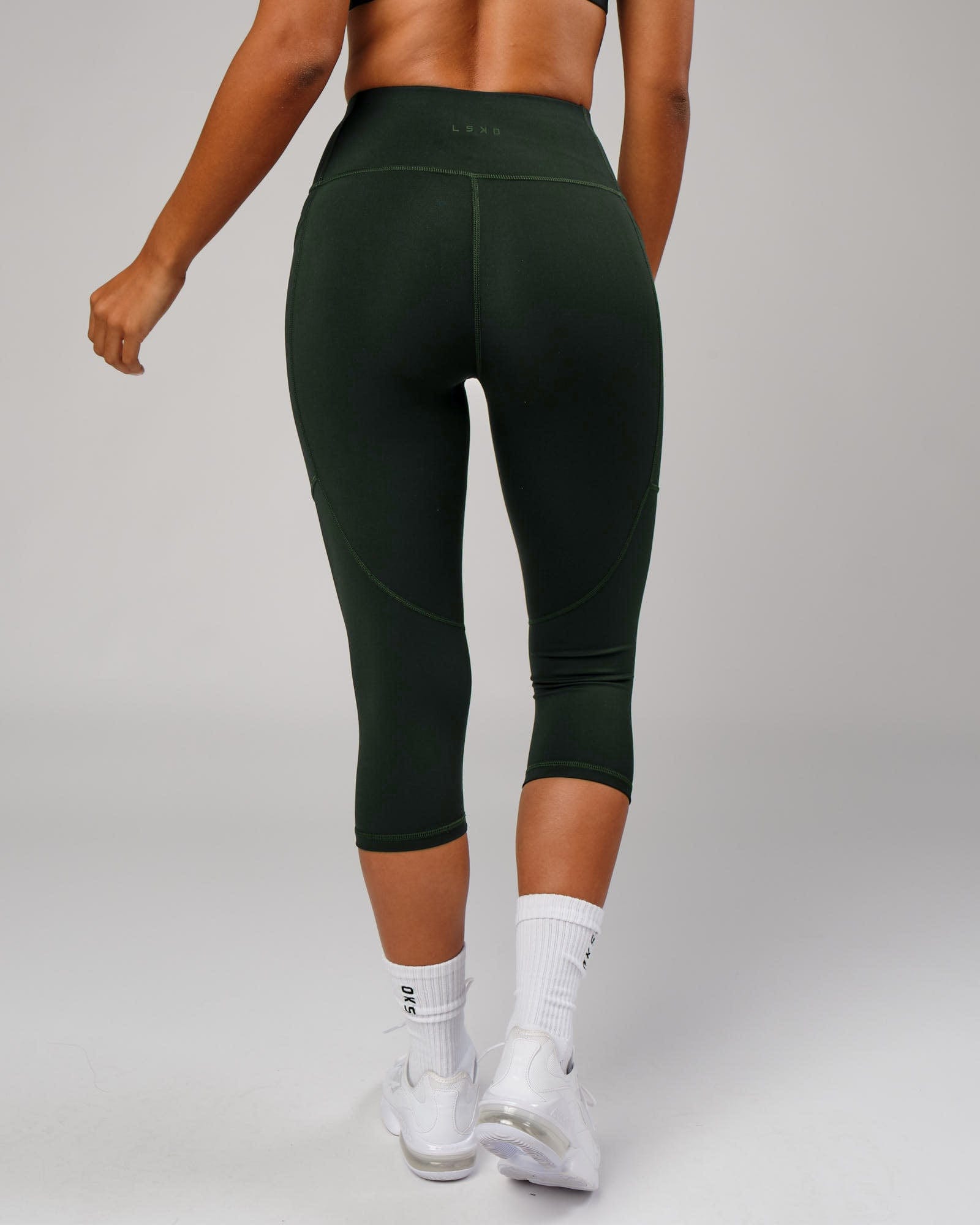 Model wearing Rep 3/4 Length Tight - Forest