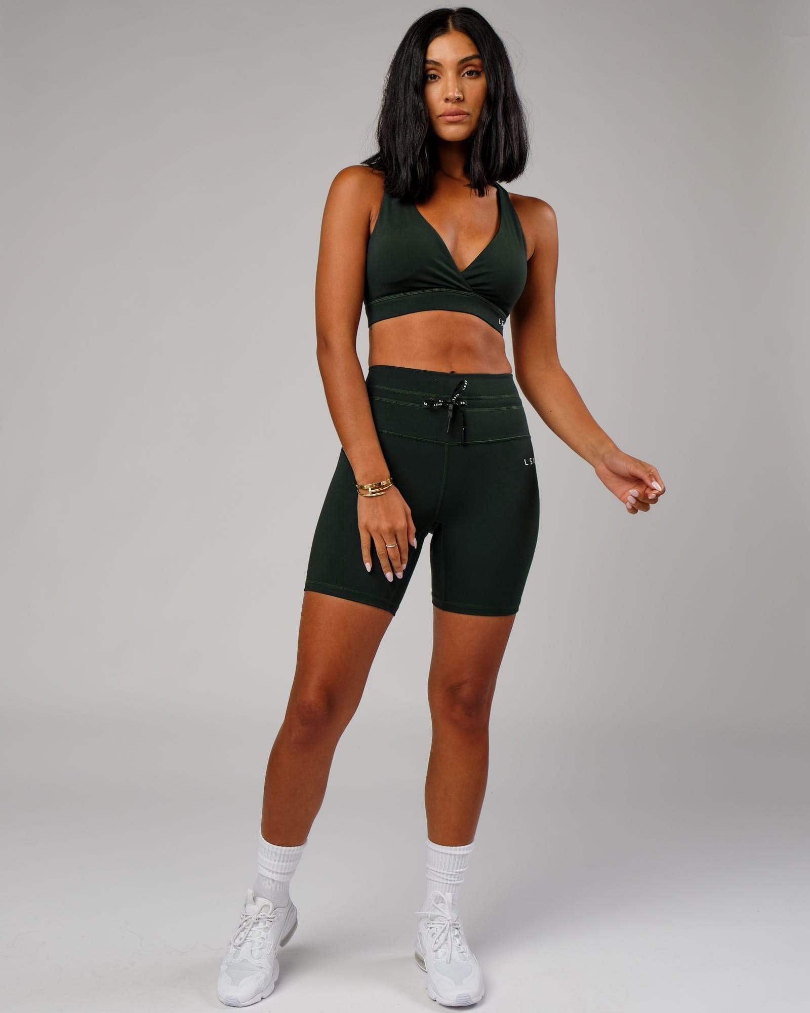 Model wearing Ignite Sports Bra - Forest