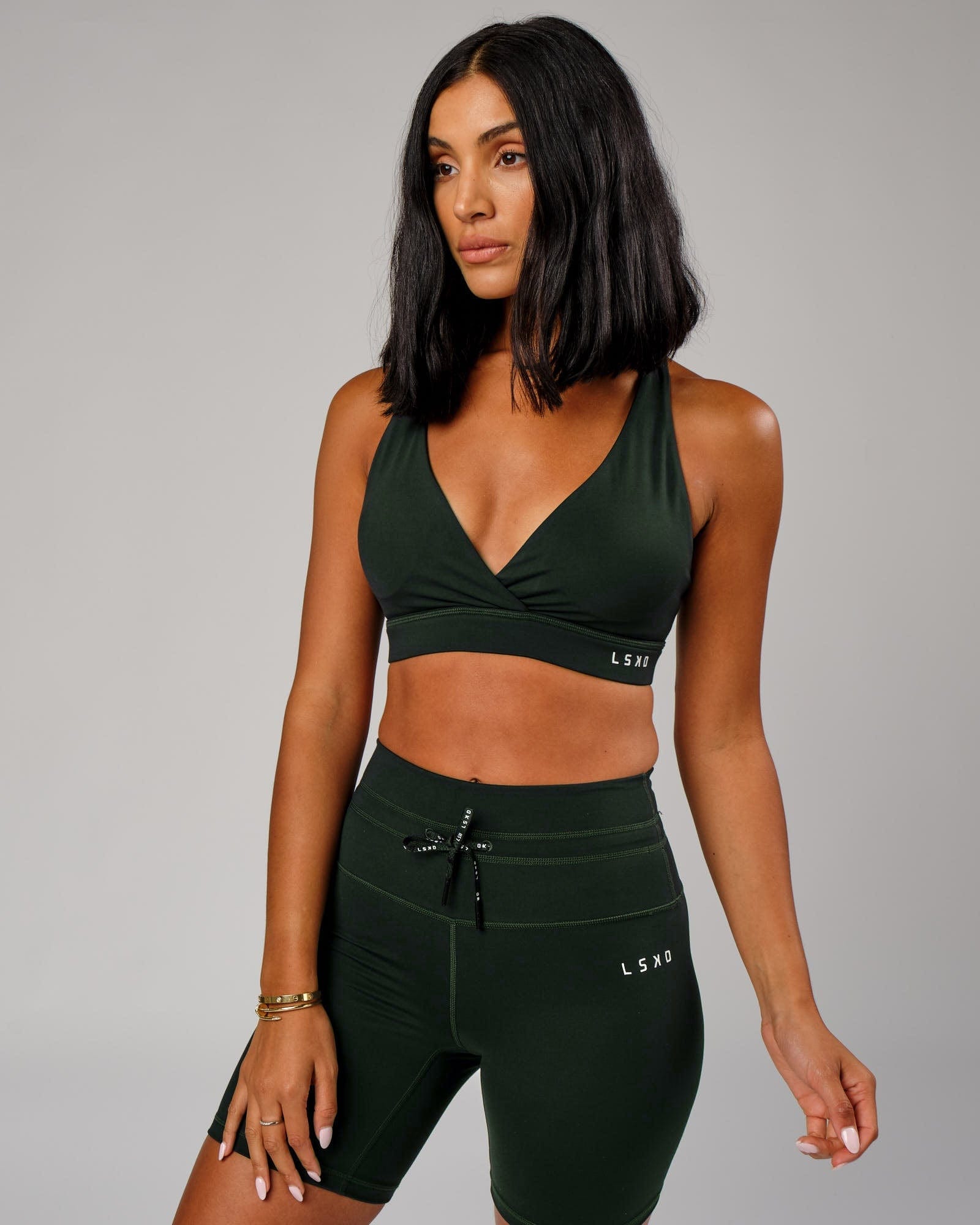 Model wearing Ignite Sports Bra - Forest