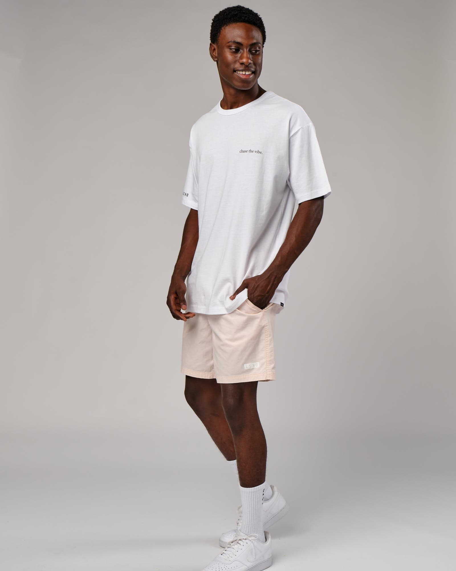 Model wearing Daily Short - Pastel Pink