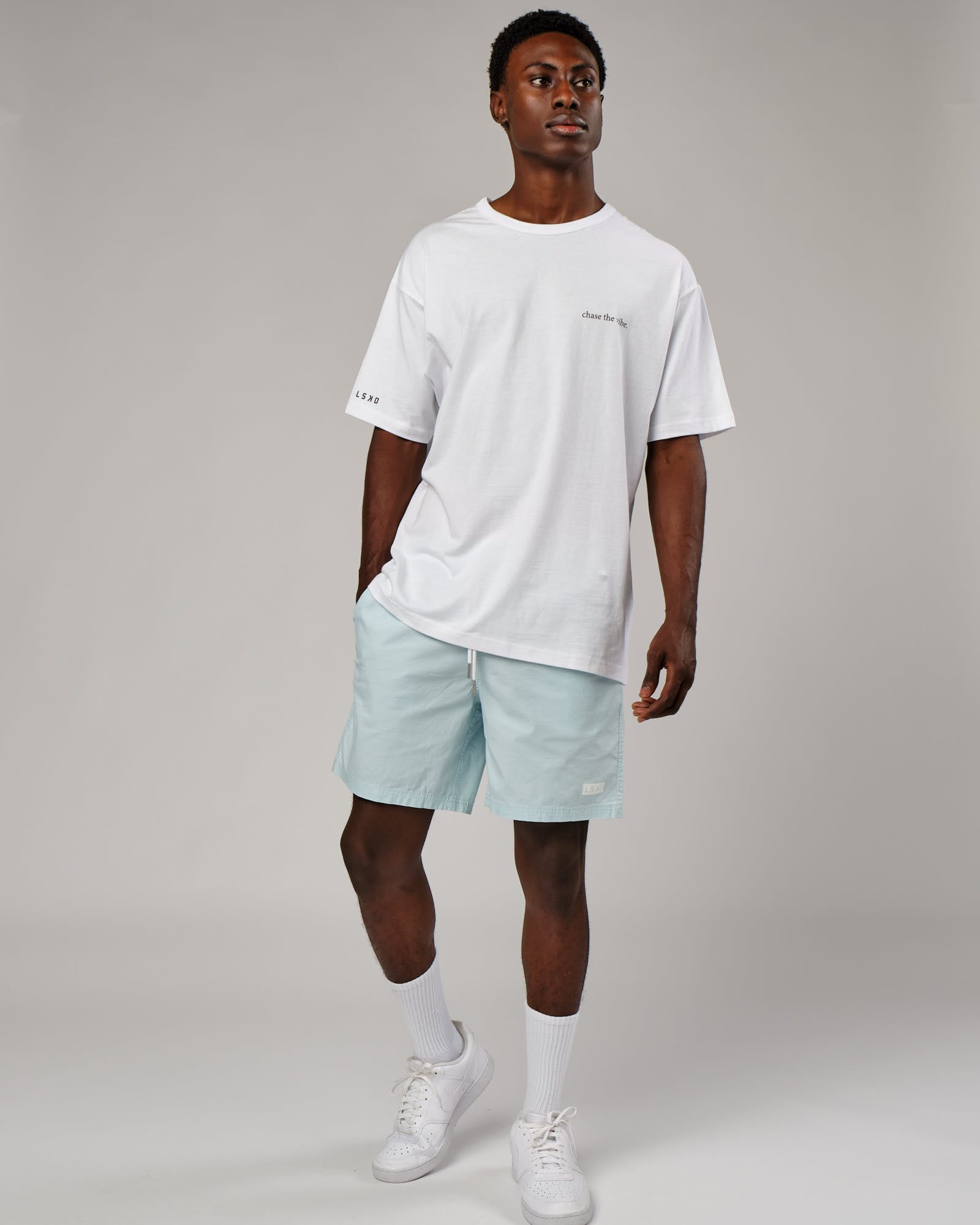 Model wearing Daily Short - Pastel Aqua