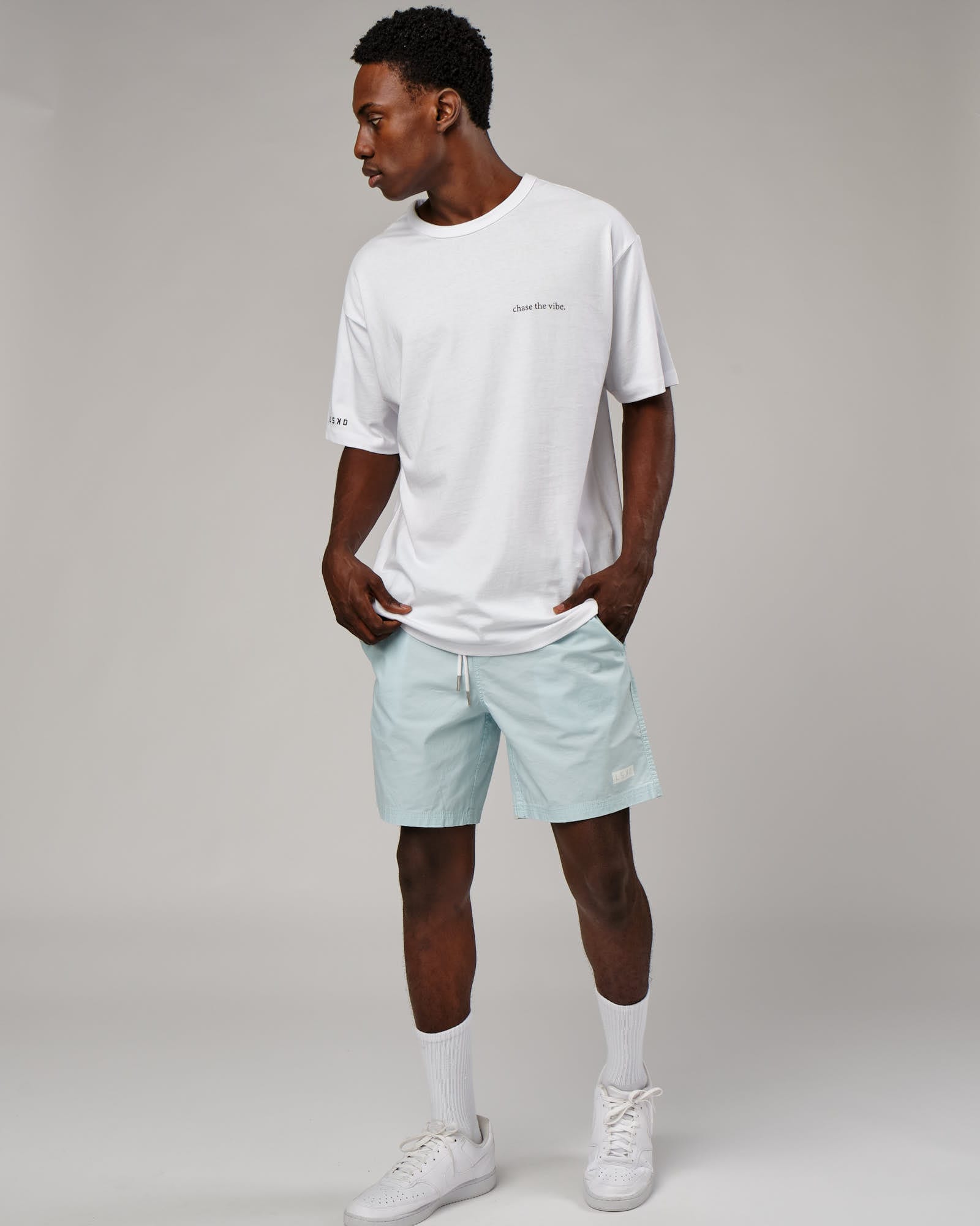 Model wearing Daily Short - Pastel Aqua