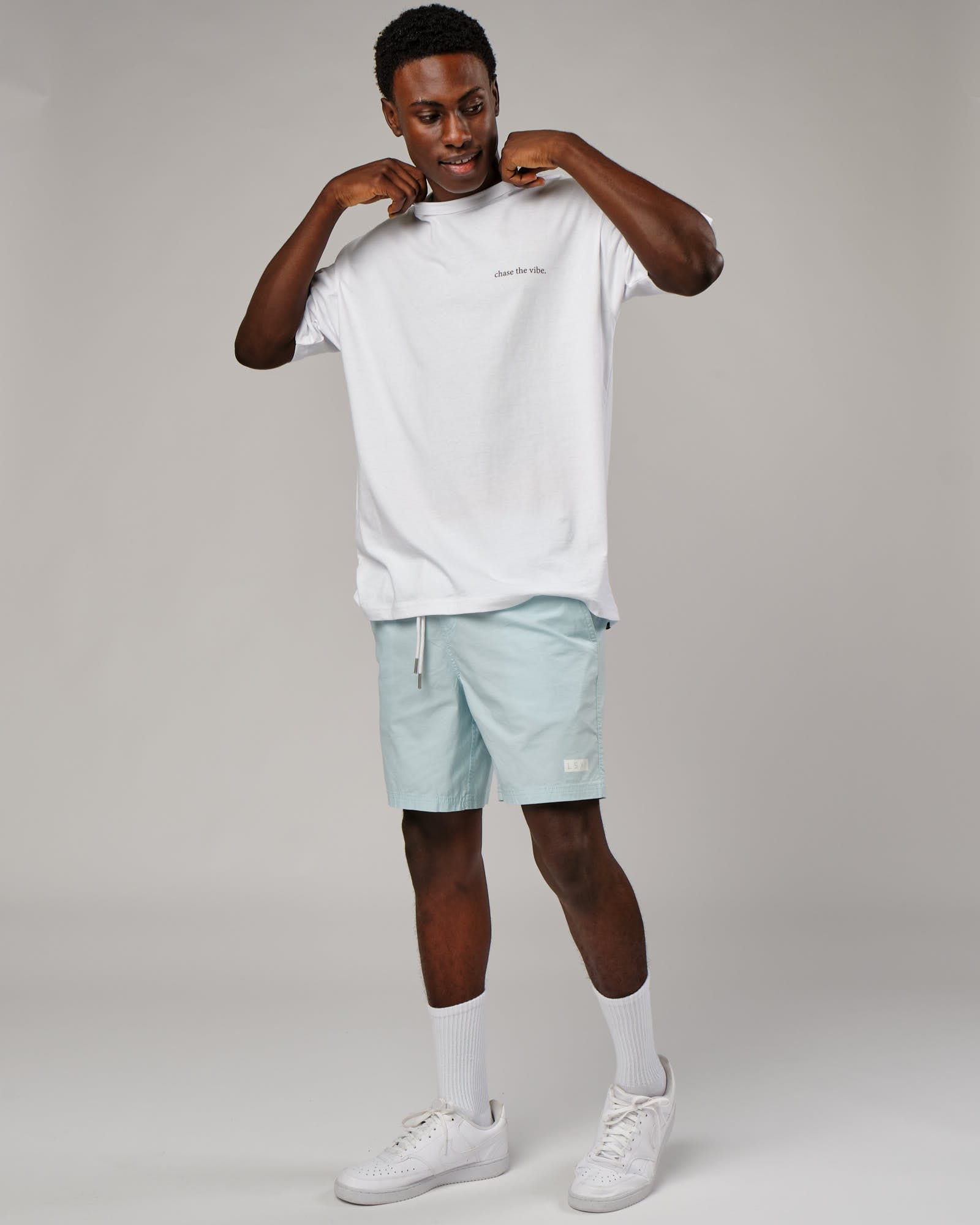 Model wearing Daily Short - Pastel Aqua