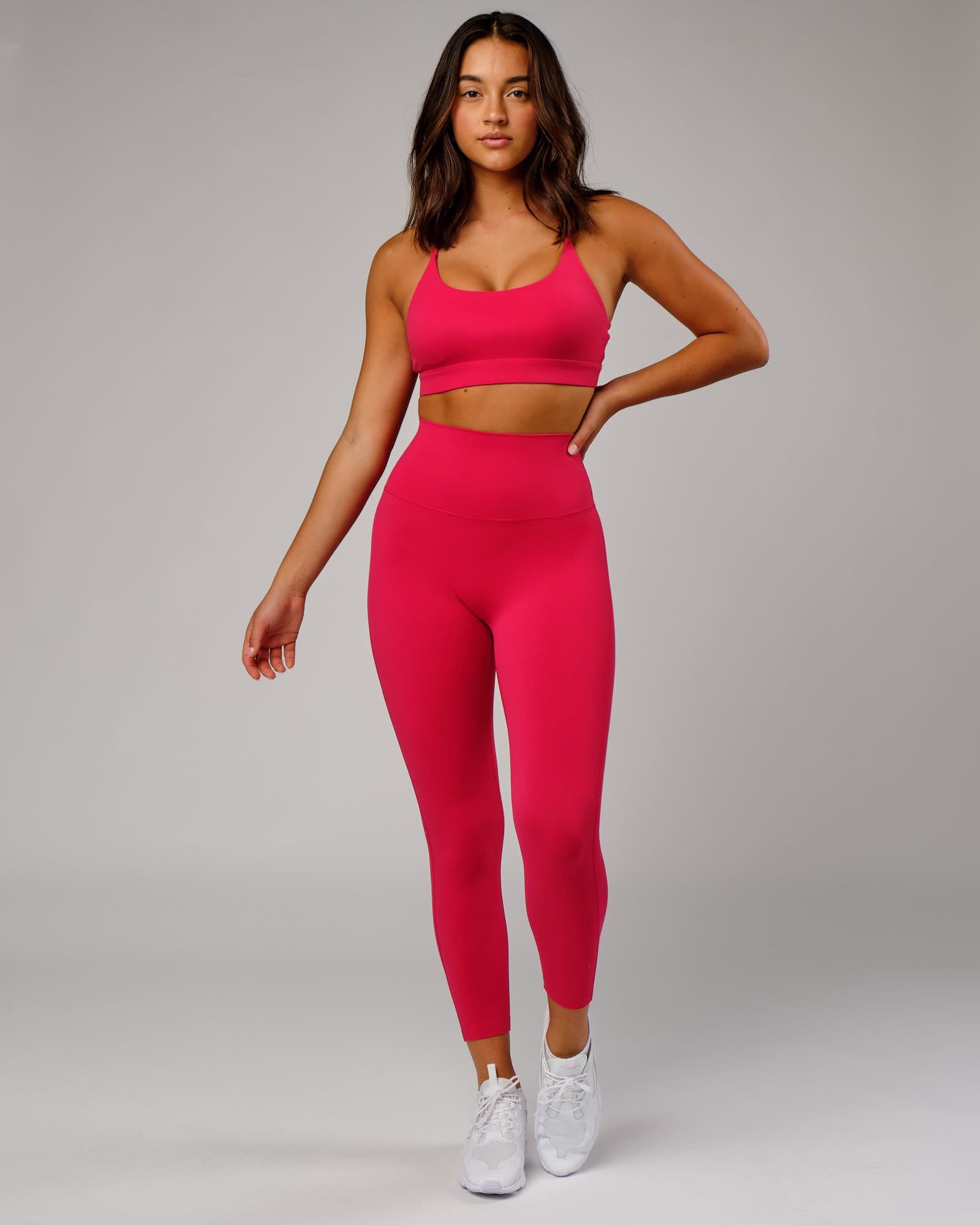 Model wearing Elixir 7/8 Length Tight - Boysenberry No Logo