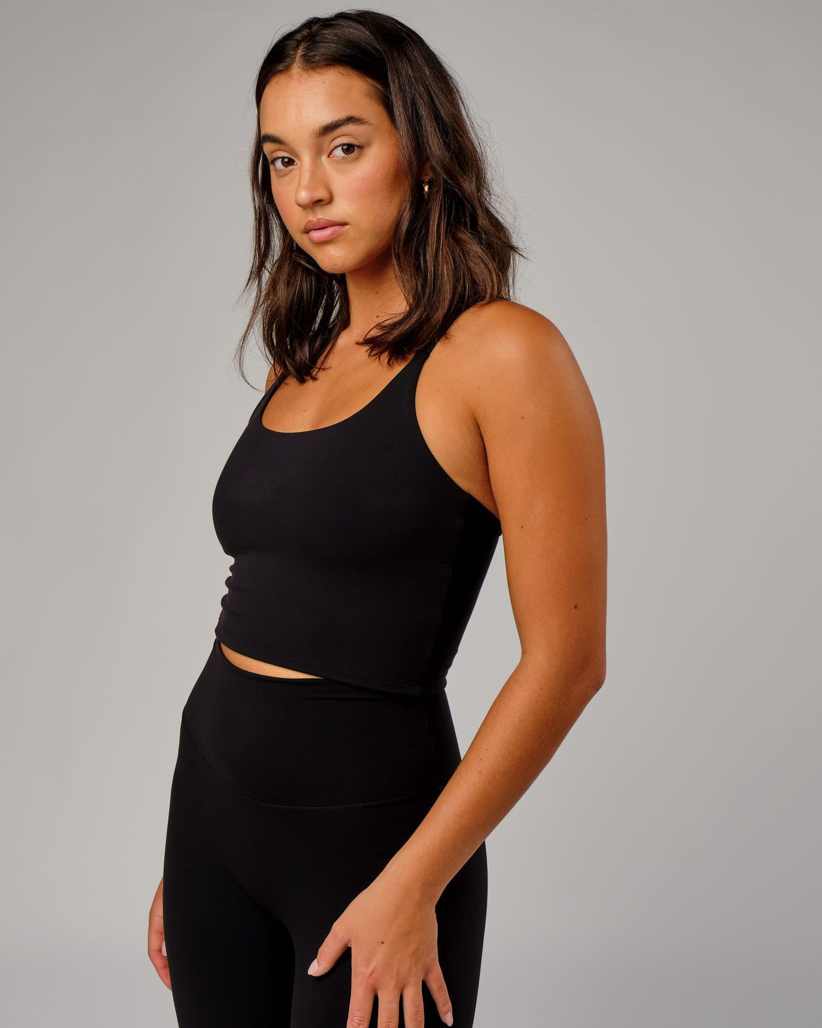 Model wearing Elixir Active Tank - Black