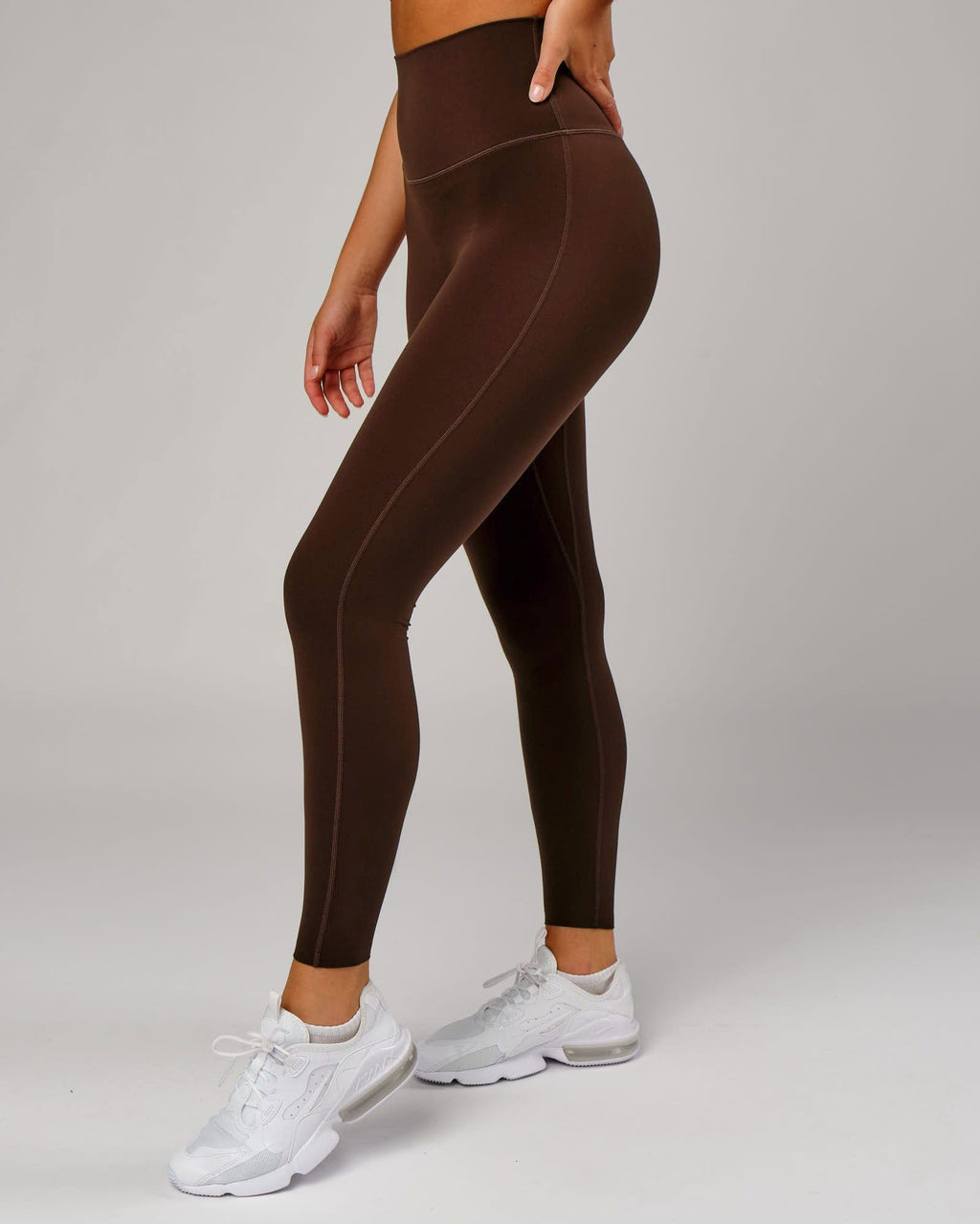 Model wearing Elixir 7/8 Length Tight - Chocolate No Logo