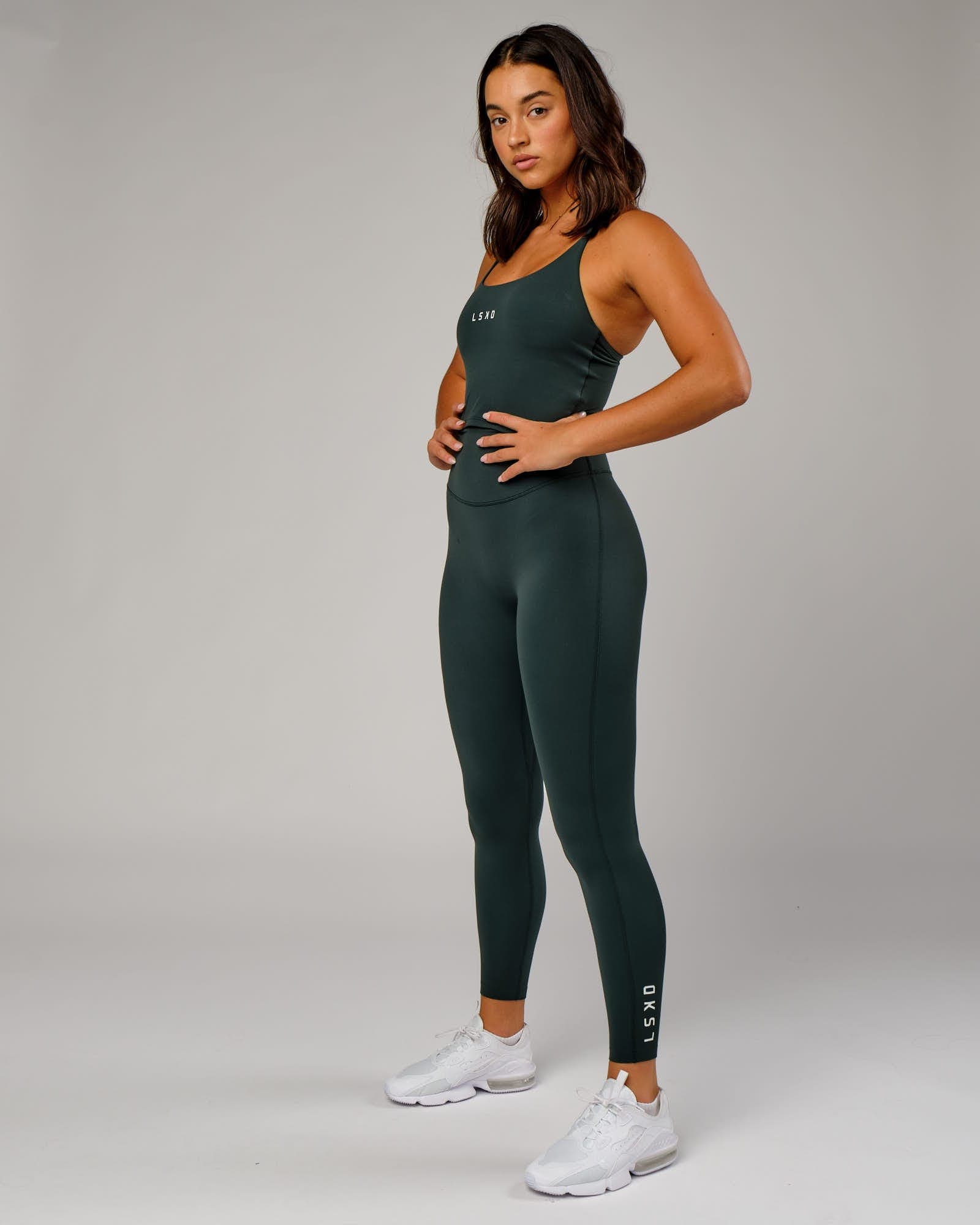 Model wearing Elixir Full Length Tight - Vital Green