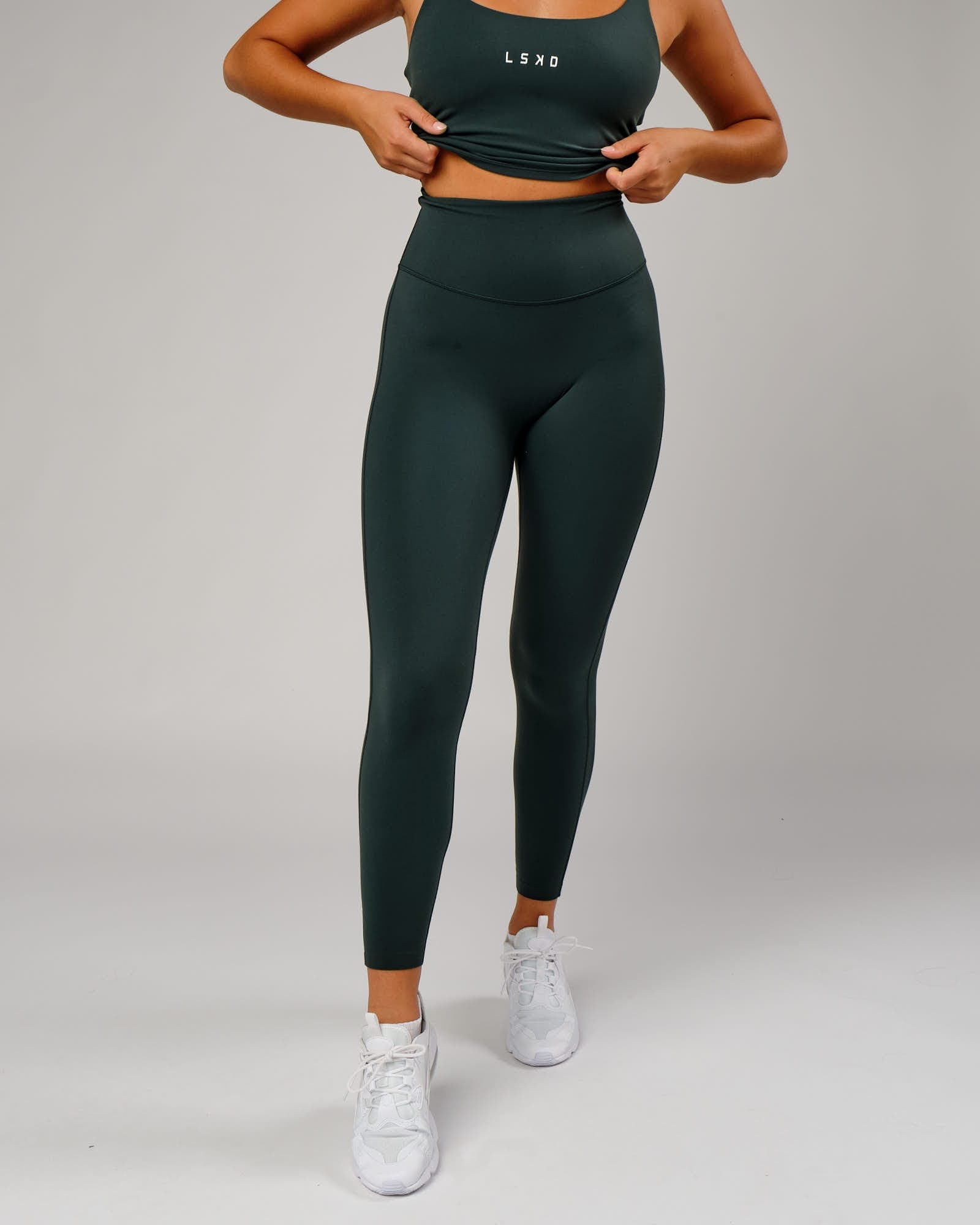 Model wearing Elixir Full Length Tight - Vital Green