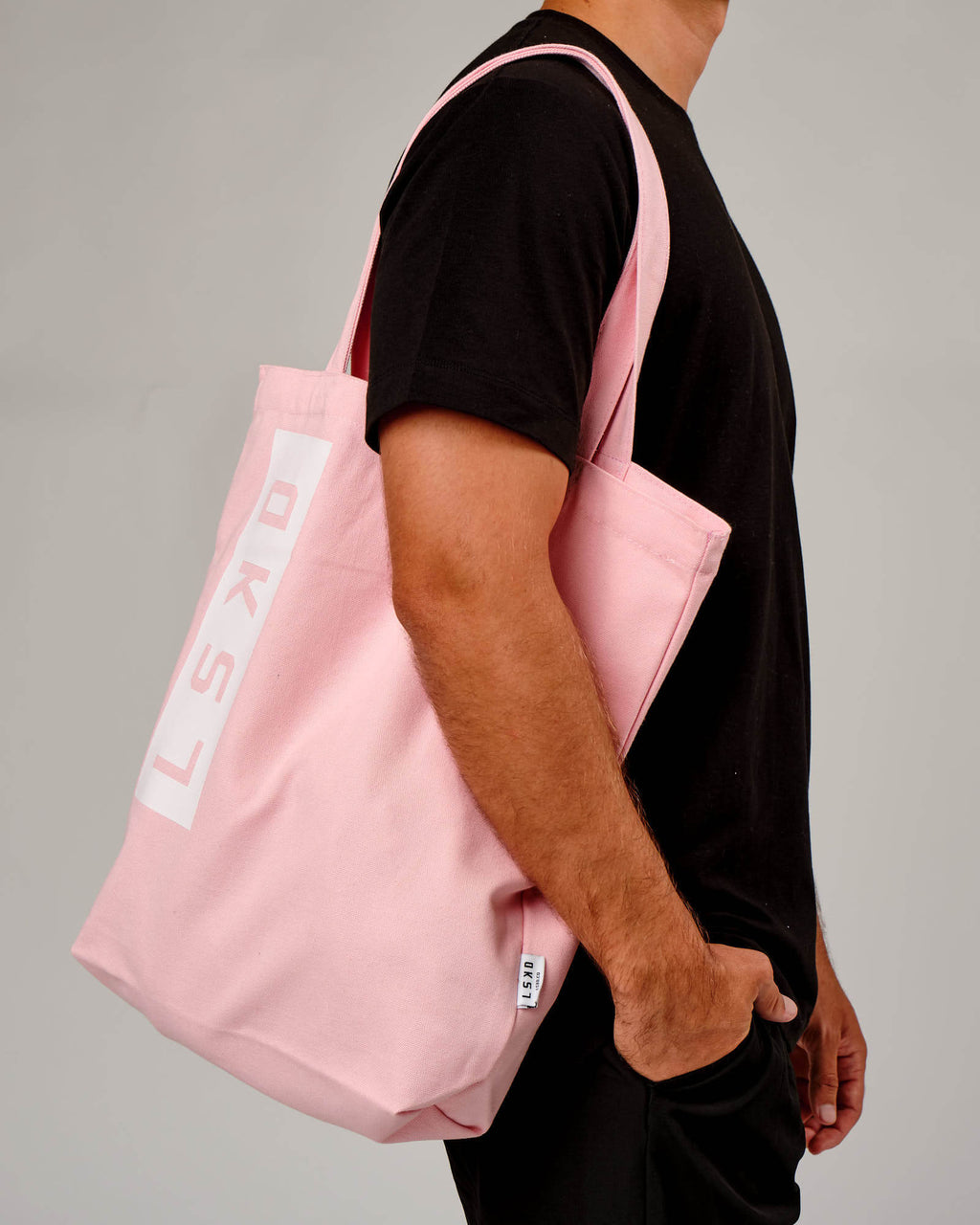 Model wearing Limits Tote Bag - Bubblegum