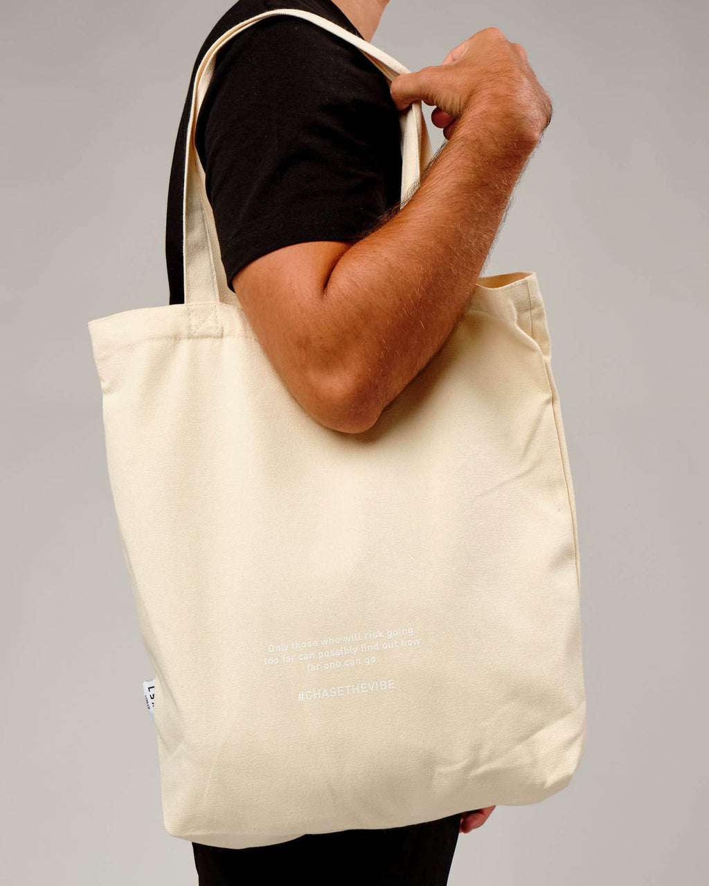 Model wearing Limits Tote Bag - Natural