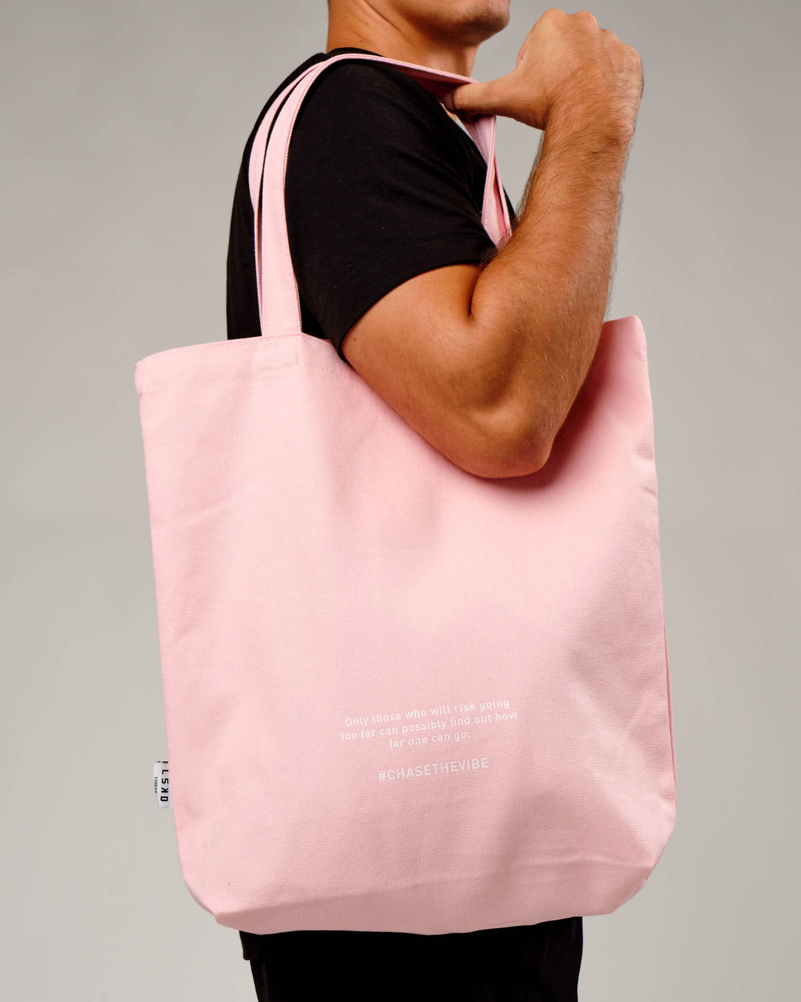 Model wearing Limits Tote Bag - Bubblegum