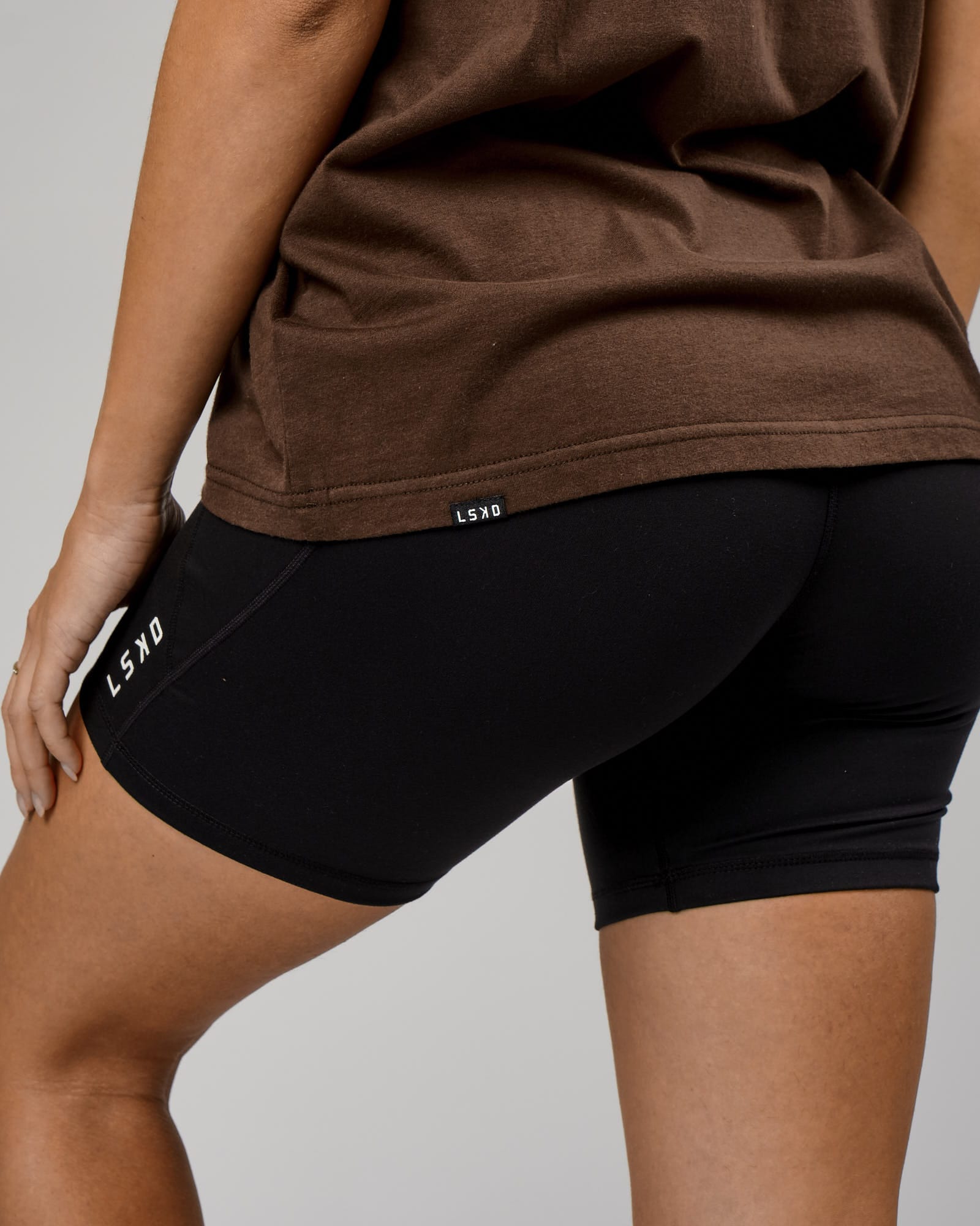 Model wearing Ascent Tee - Walnut