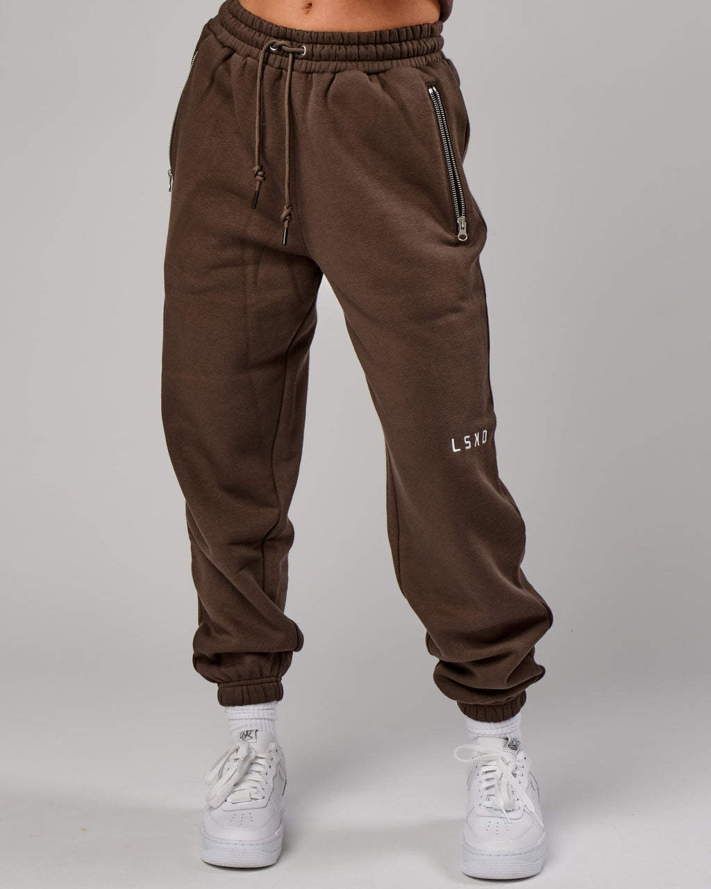 Model wearing Becca Track Pant - Walnut