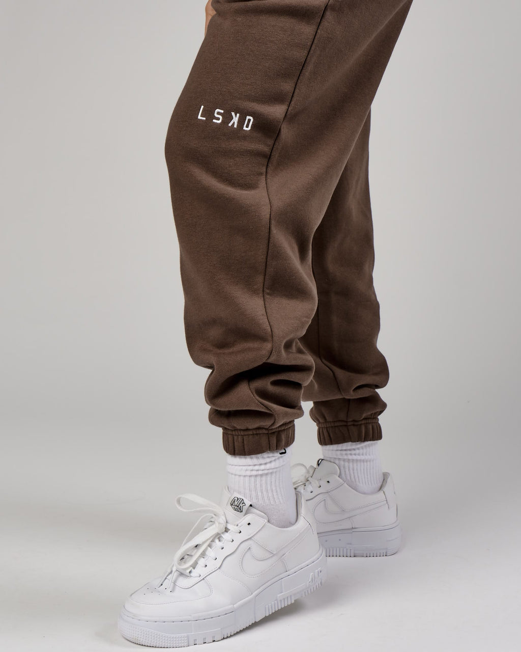 Model wearing Becca Track Pant - Walnut