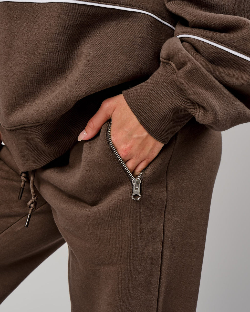 Model wearing Becca Track Pant - Walnut