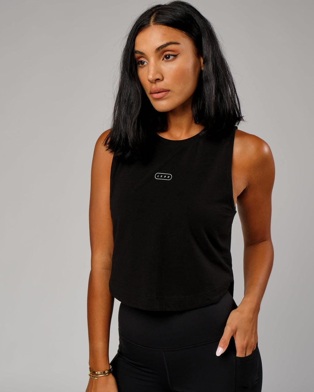 Model wearing Lotus Tank - Black