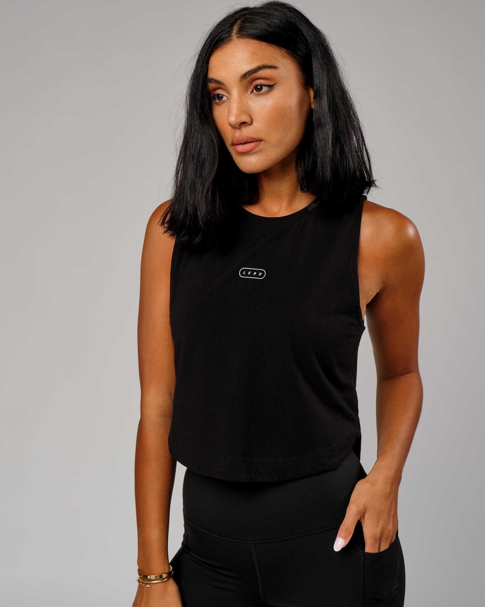 Model wearing Lotus Tank - Black