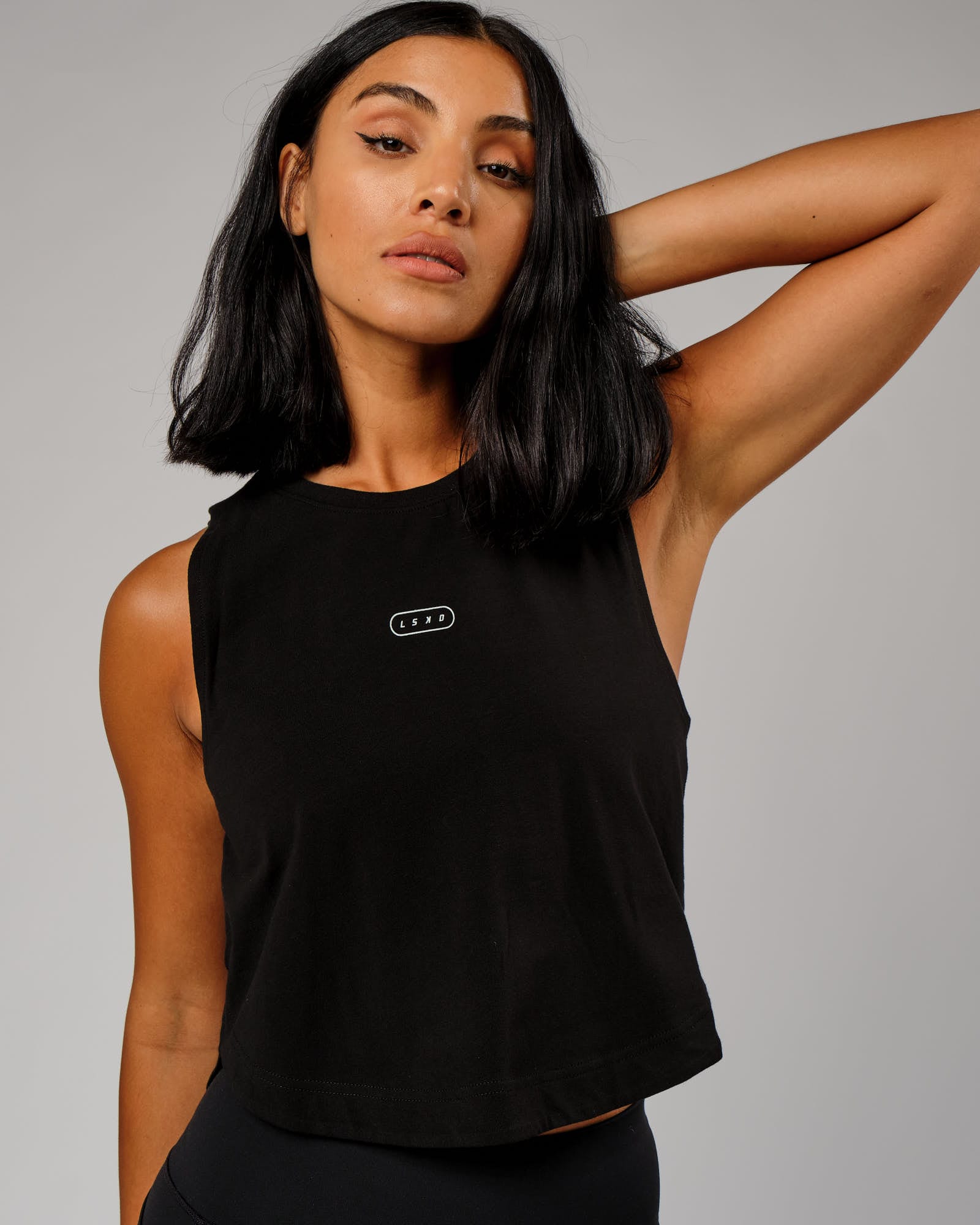 Model wearing Lotus Tank - Black