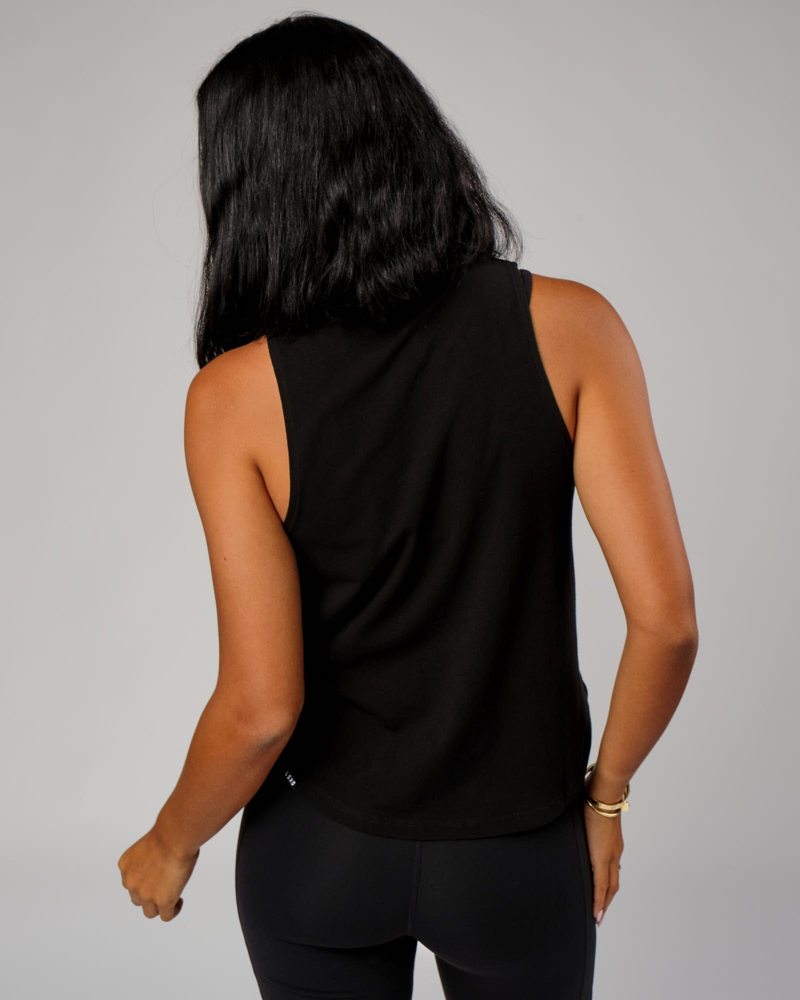 Model wearing Expand FLXCotton Tank - Black-White