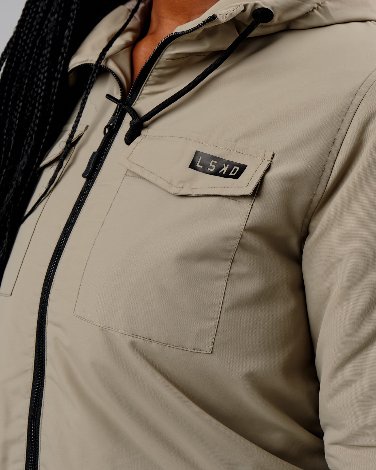 Model wearing Auxiliary Jacket - Laurel Oak