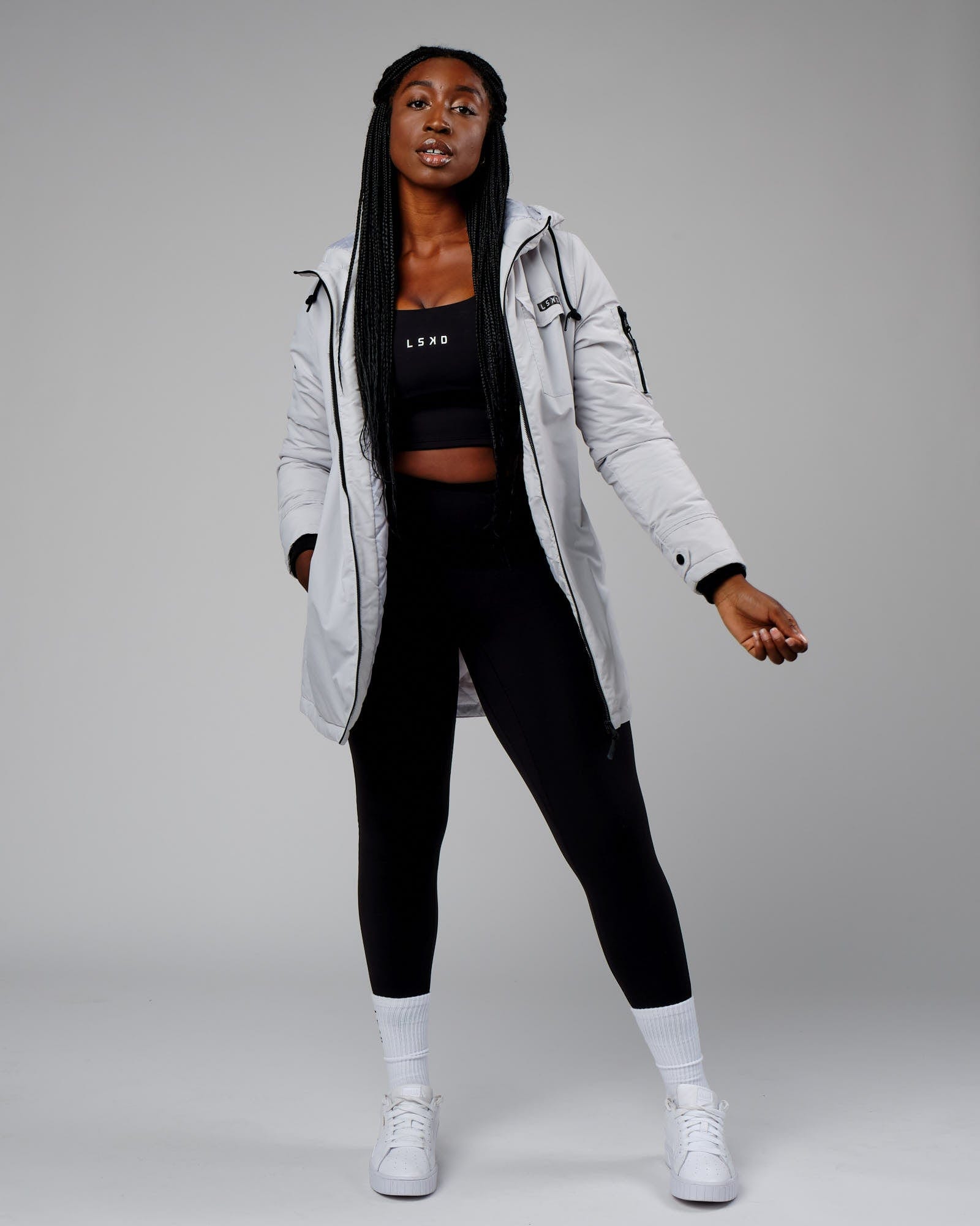 Model wearing Auxiliary Jacket - Cloud