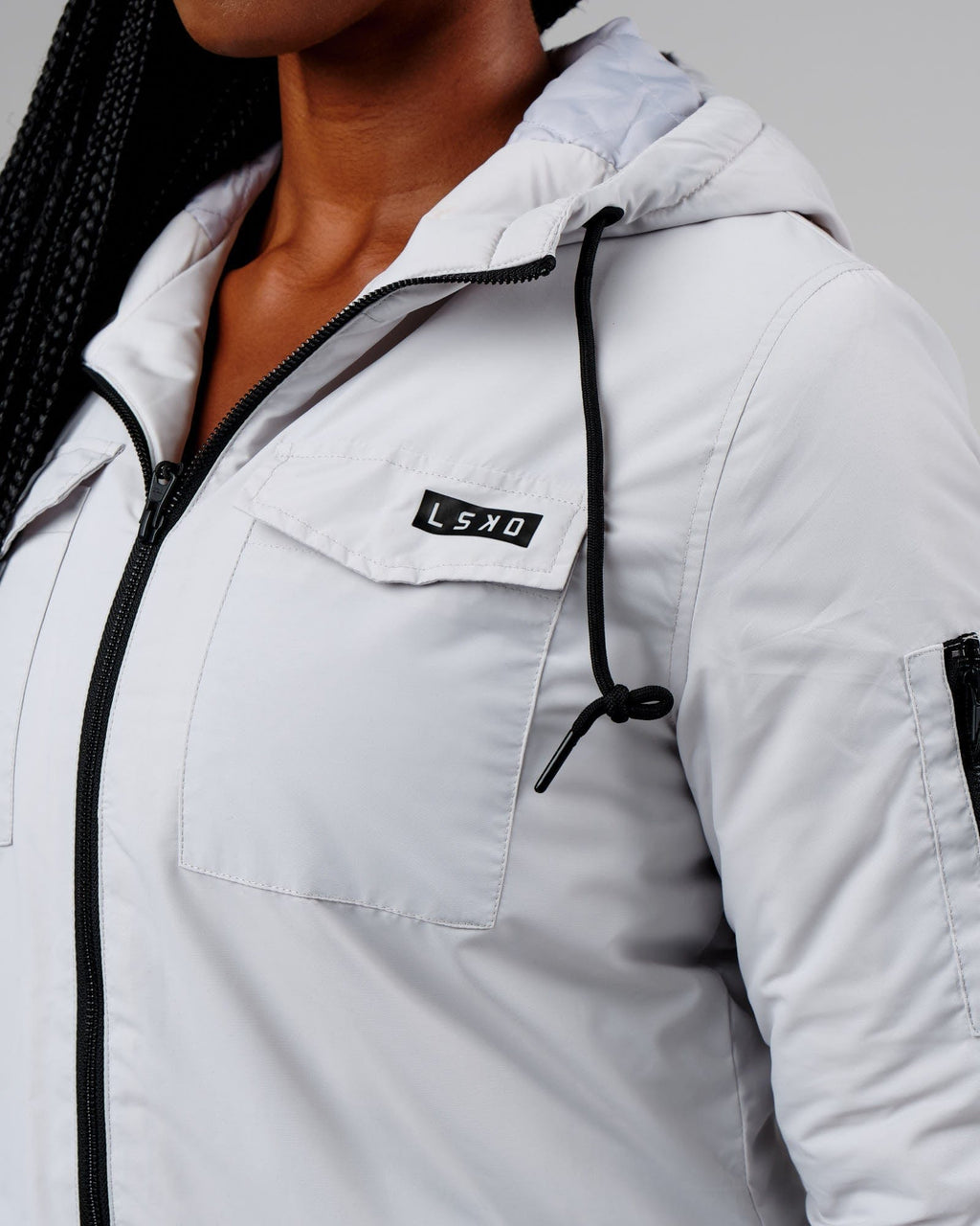 Model wearing Auxiliary Jacket - Cloud