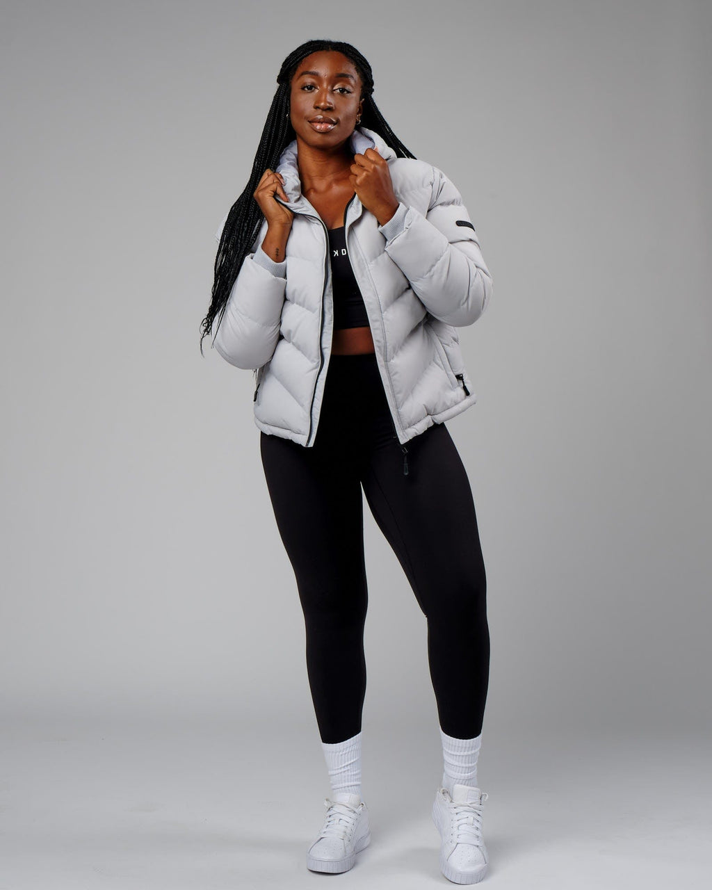 Model wearing Roasted Puffer Jacket 22 - Cloud